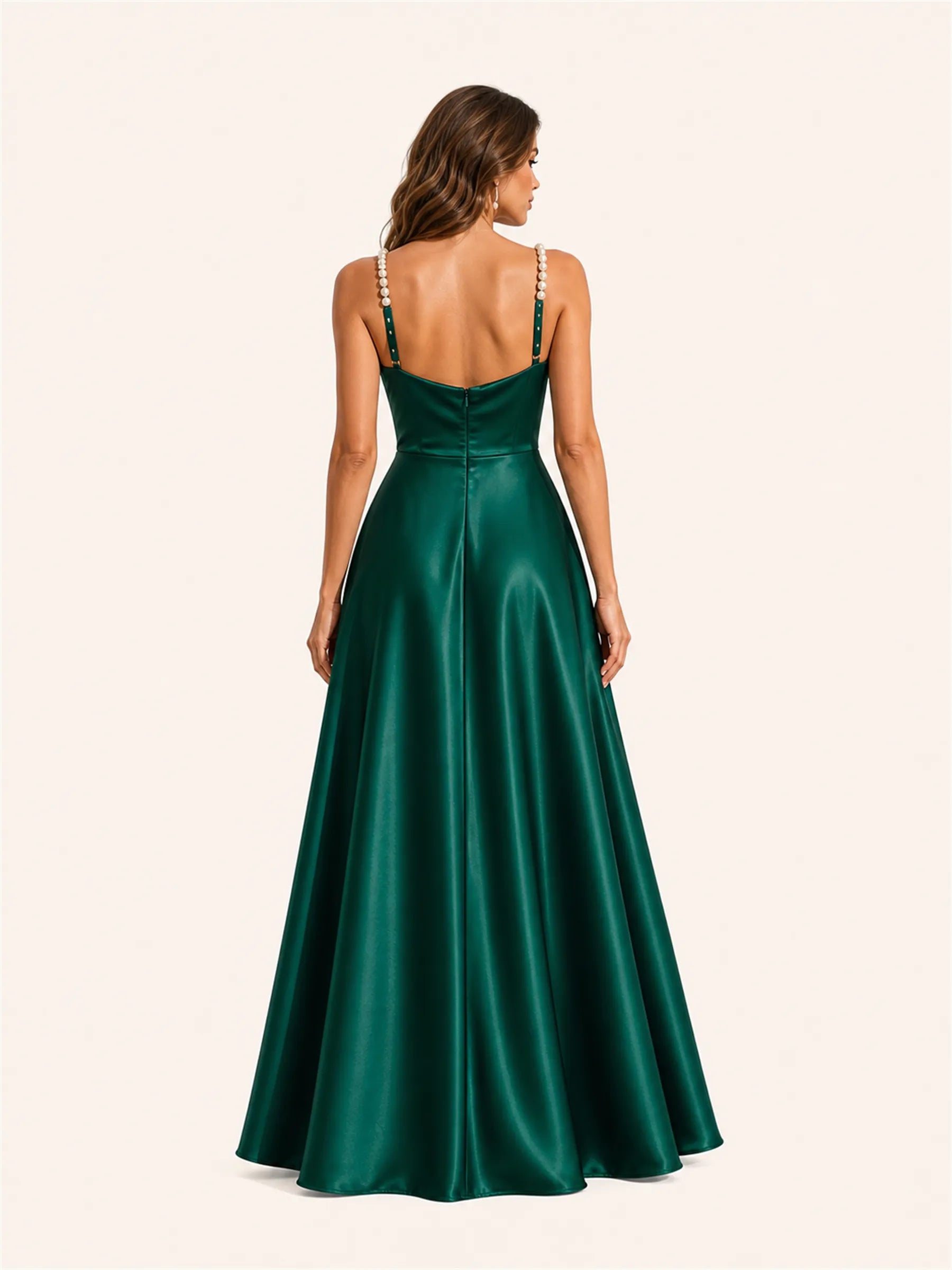 Mabel Pearl Strap Satin Maxi Dress