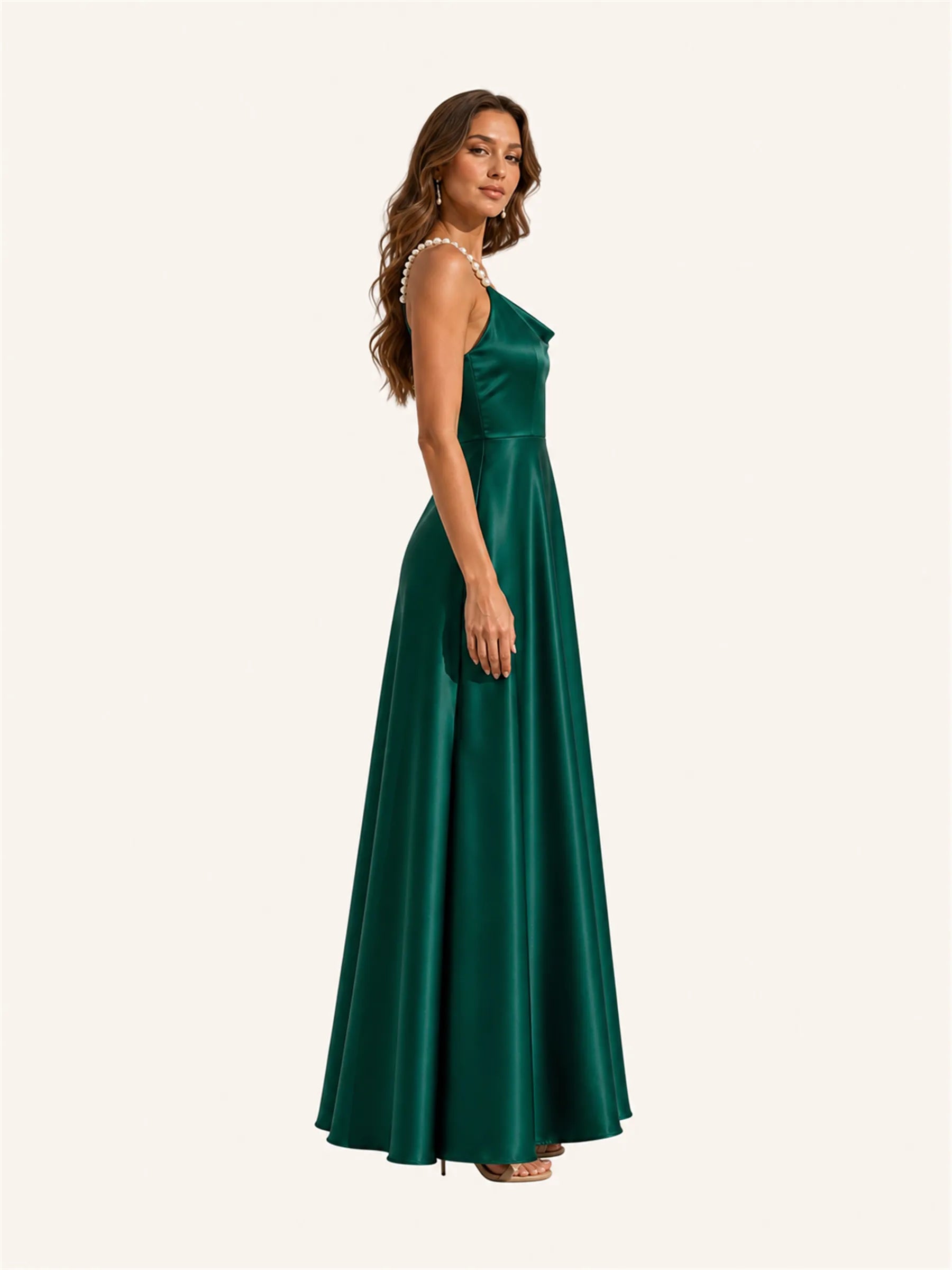 Mabel Pearl Strap Satin Maxi Dress