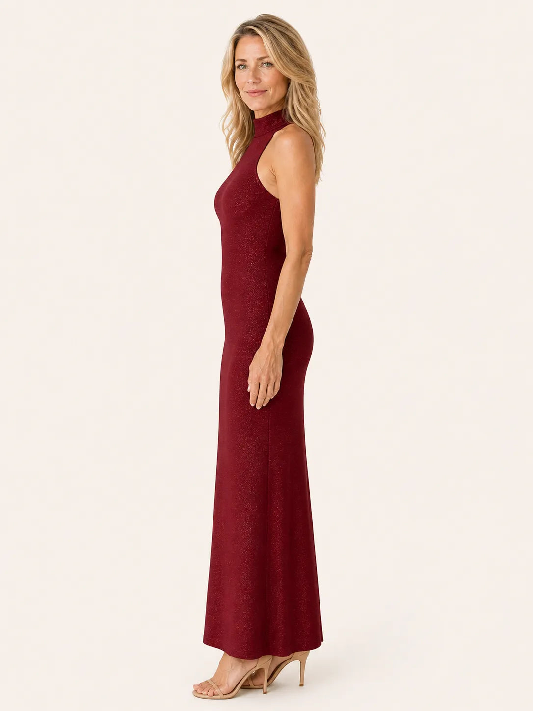 Purabrillo Isla Red Halter Maxi Dress
