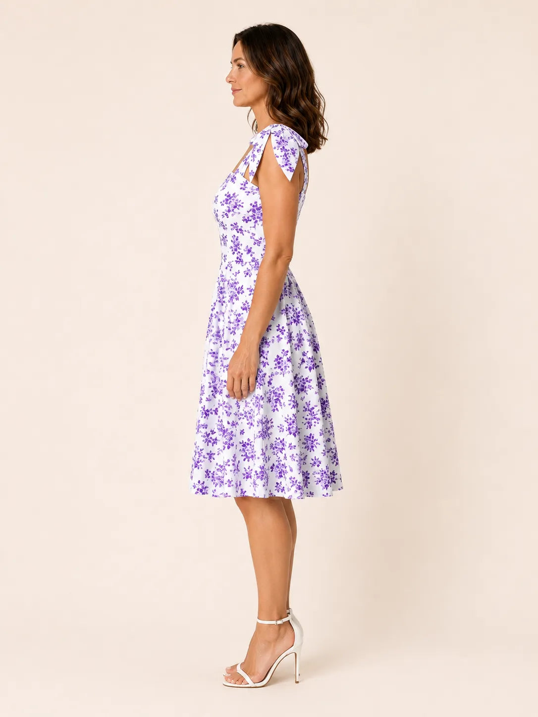 Elodie Purple Floral Tie-Shoulder Dress