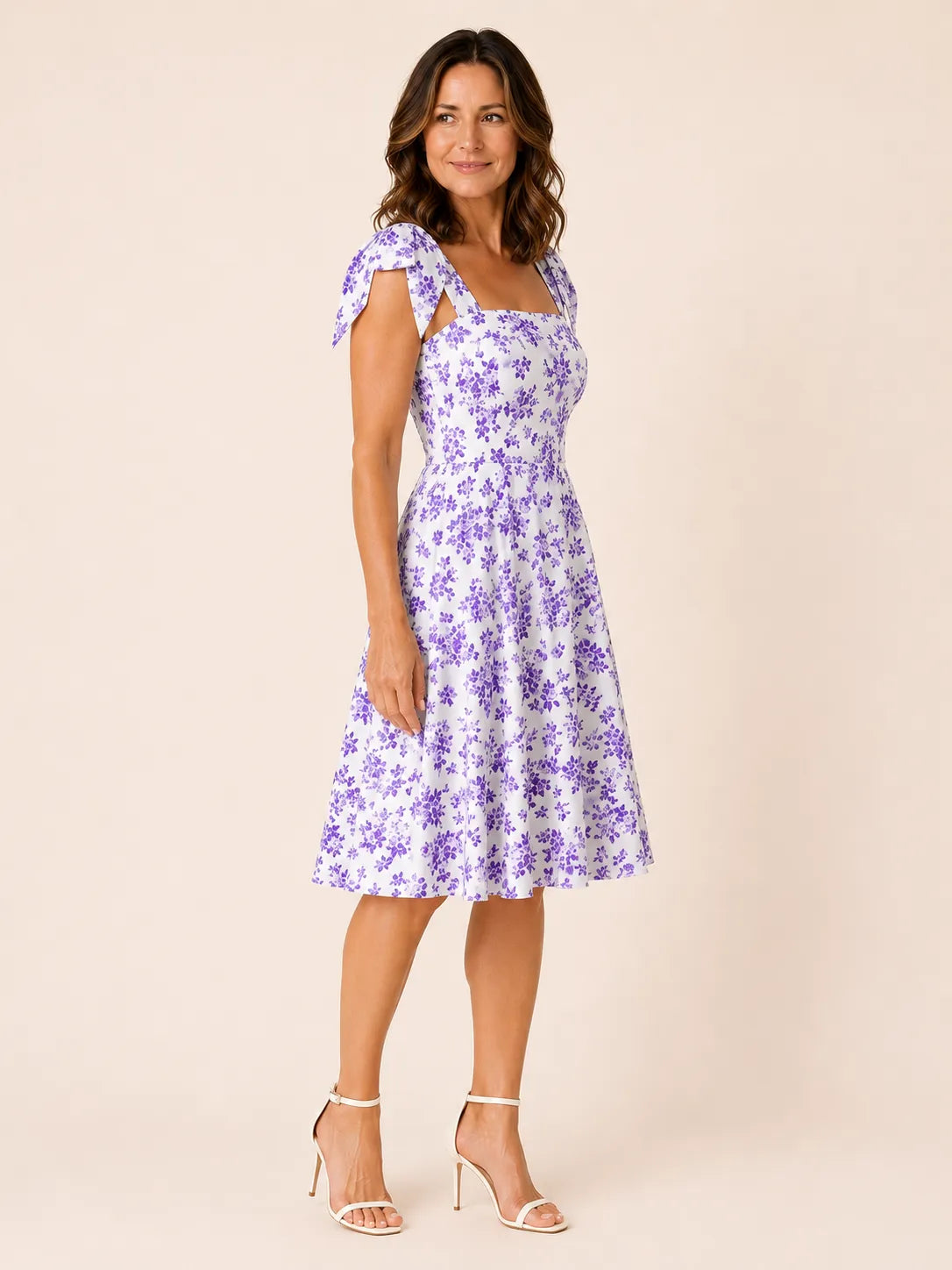 Elodie Purple Floral Tie-Shoulder Dress