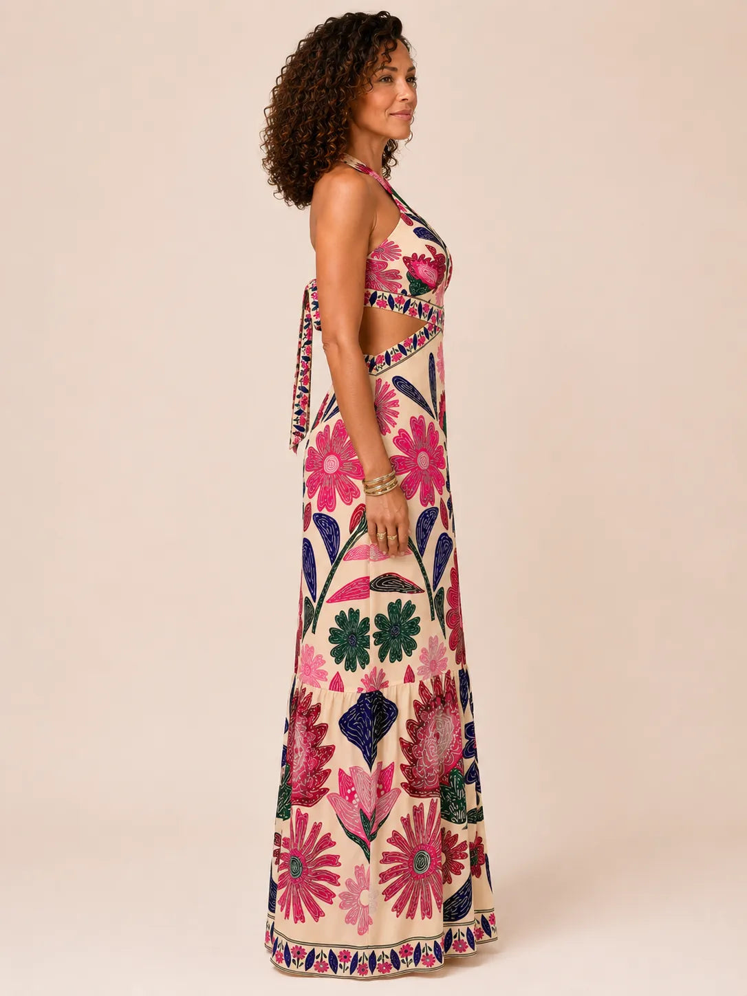 Amara Floral Halter Maxi Dress