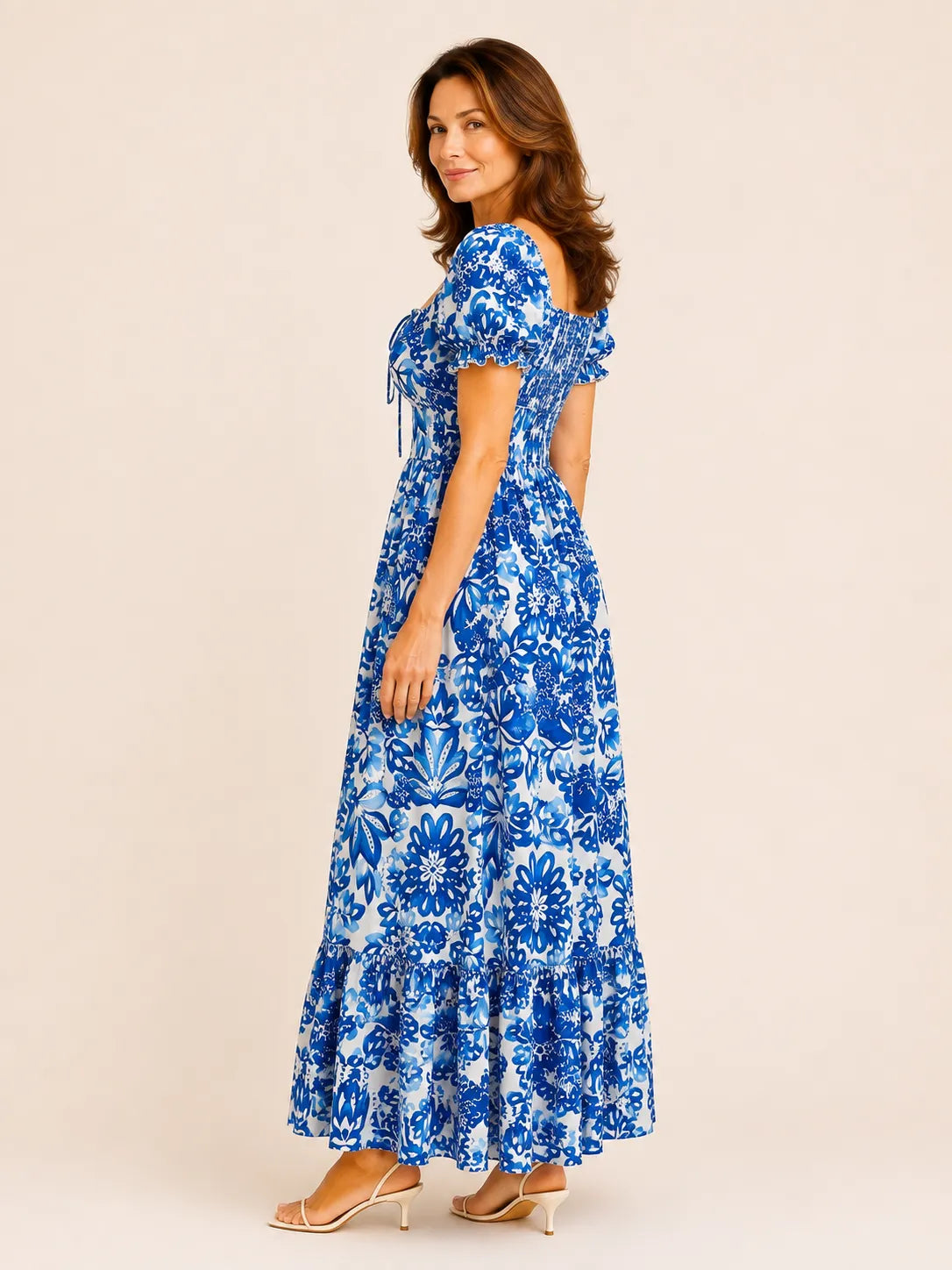 Celeste Blue Floral Midi Dress