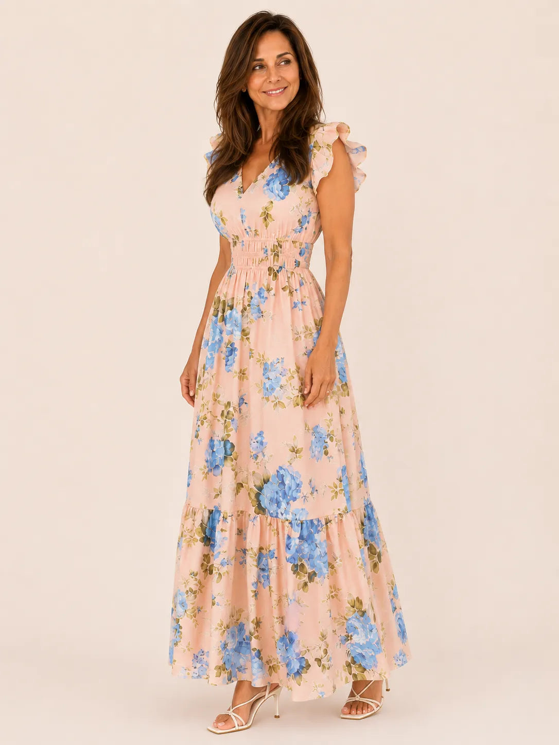 Elena Pink Stripe A-Line Dress