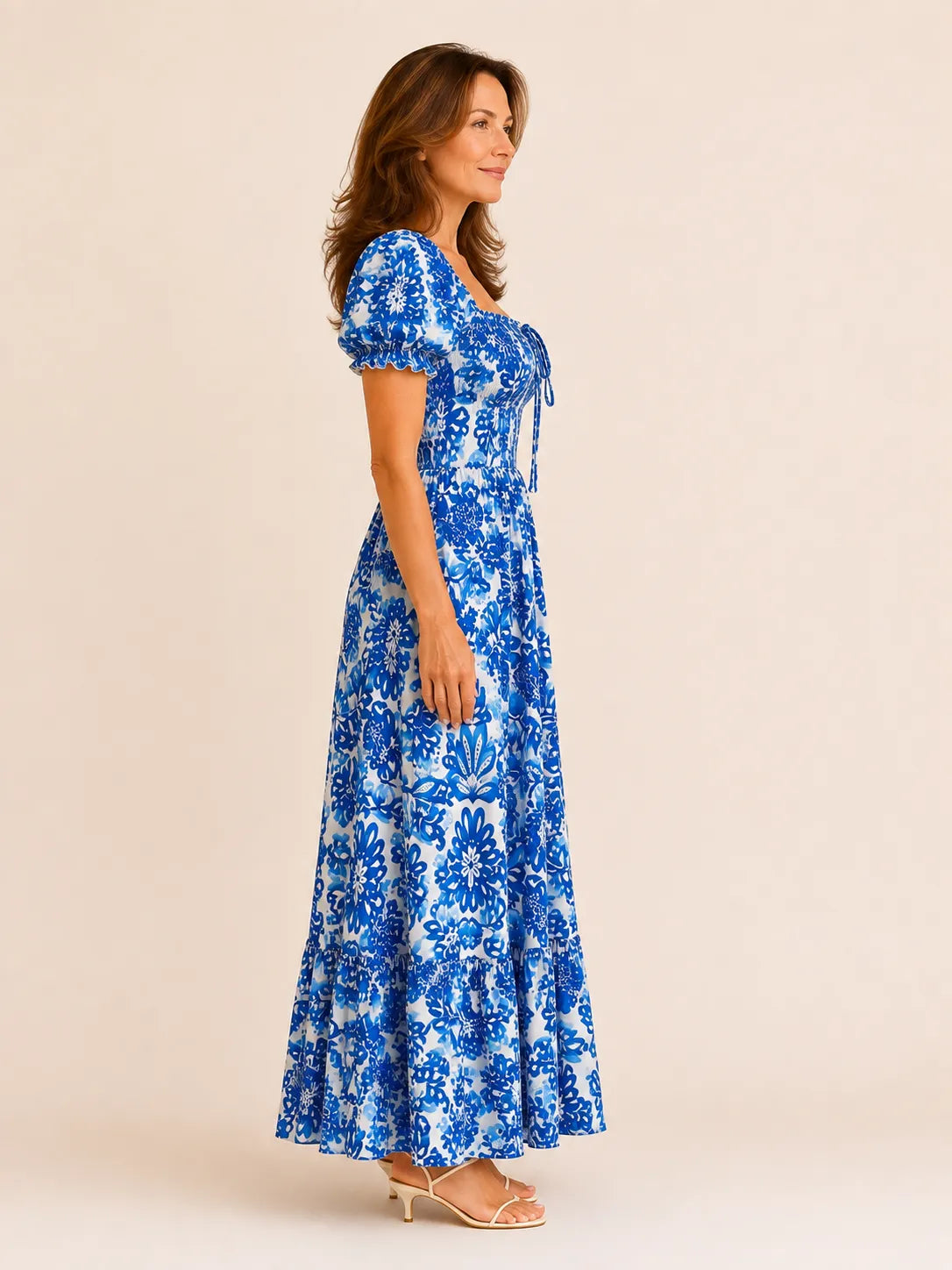 Celeste Blue Floral Midi Dress