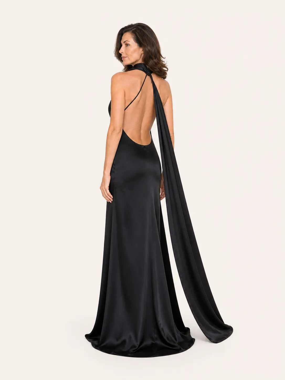 Purabrillo Mira Satin Halter Maxi Dress