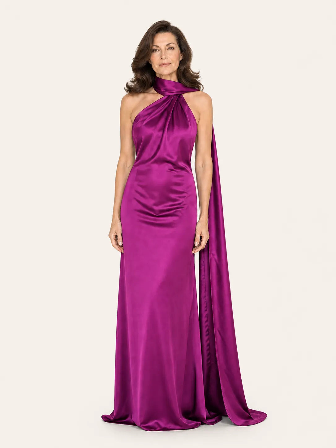 Purabrillo Mira Satin Halter Maxi Dress