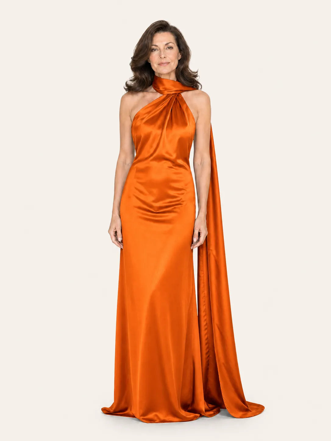 Purabrillo Mira Satin Halter Maxi Dress