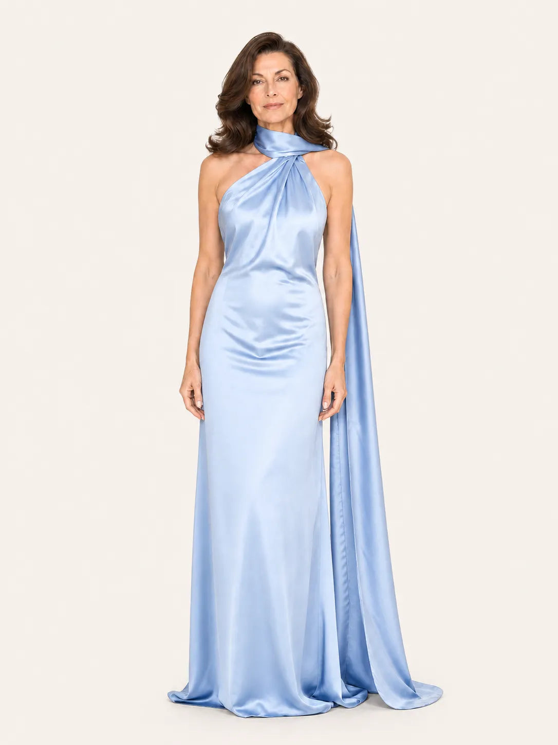 Purabrillo Mira Satin Halter Maxi Dress