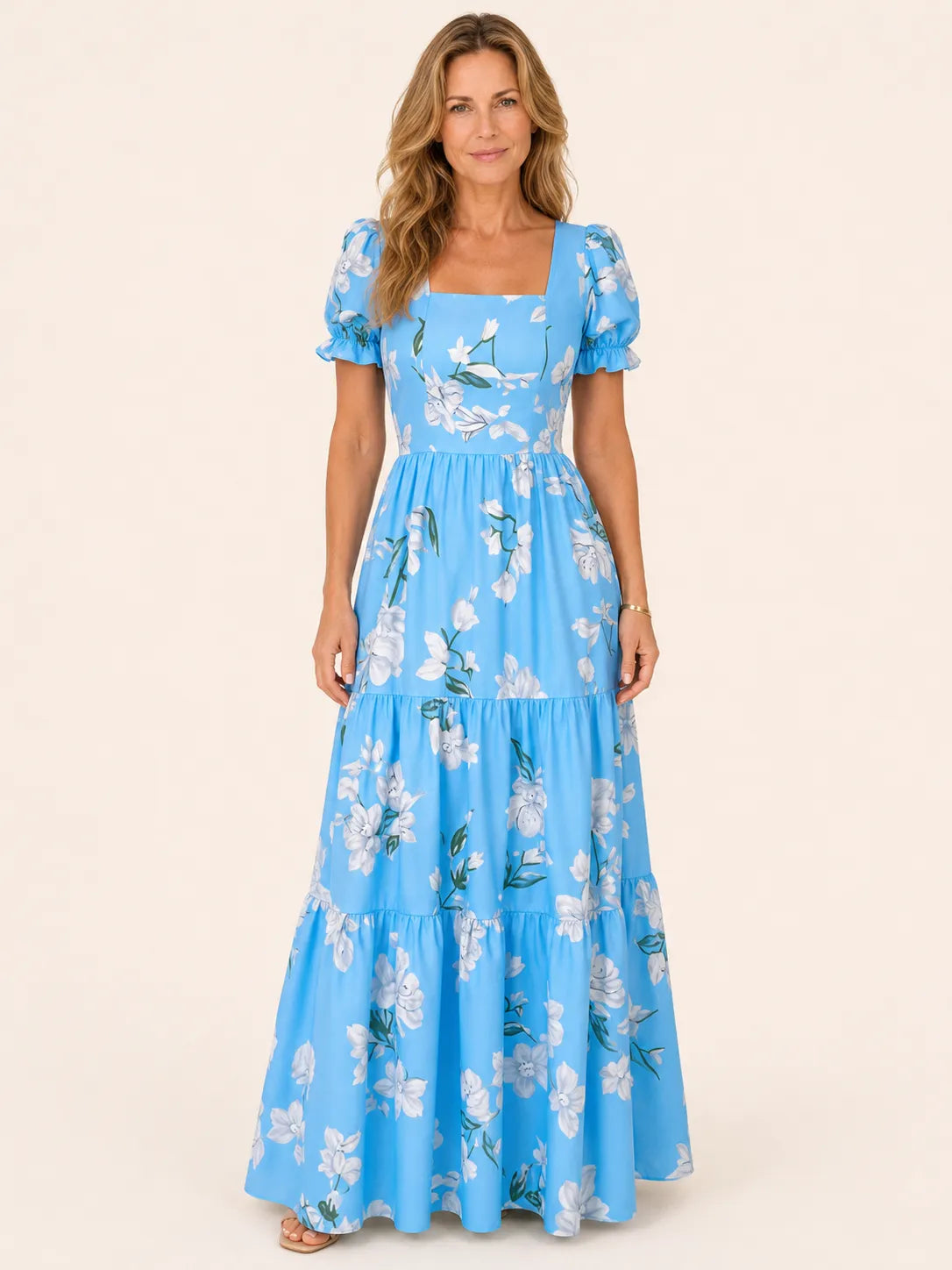 Celina Blue Floral Maxi Dress
