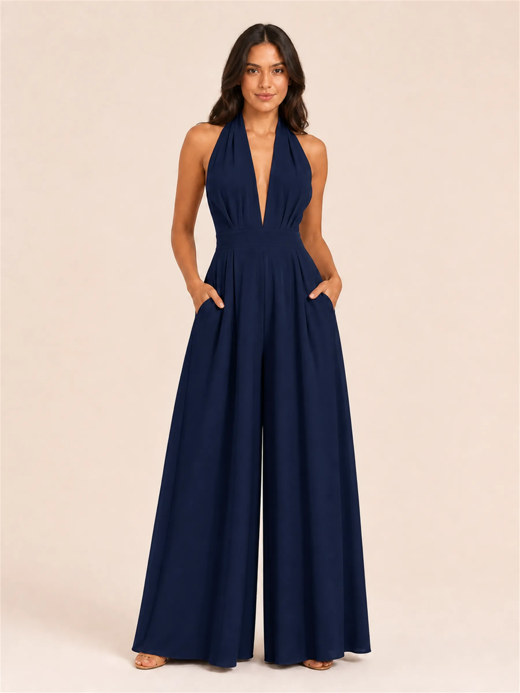 Serena Halter Wide-Leg Jumpsuit