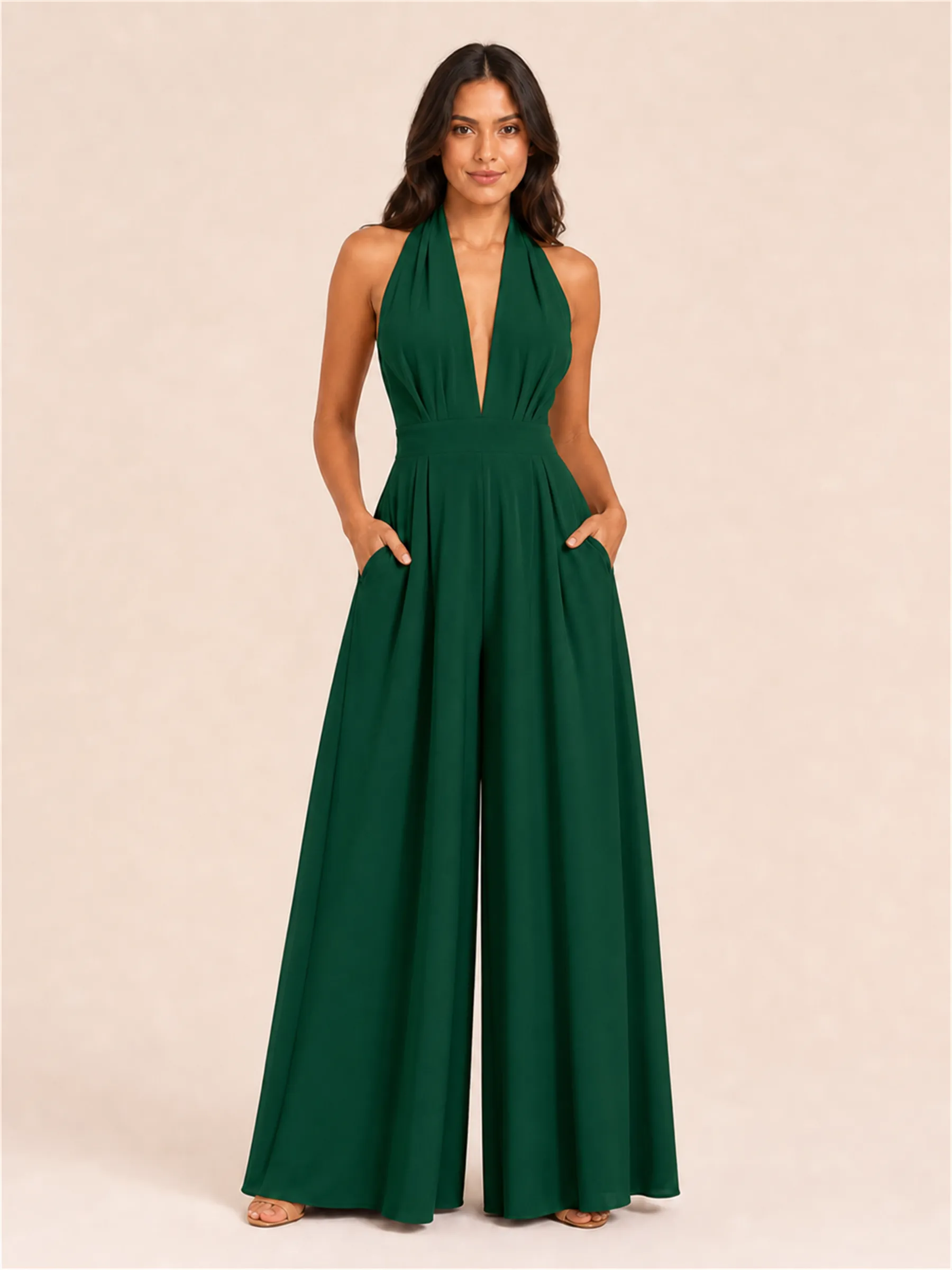 Serena Halter Wide-Leg Jumpsuit