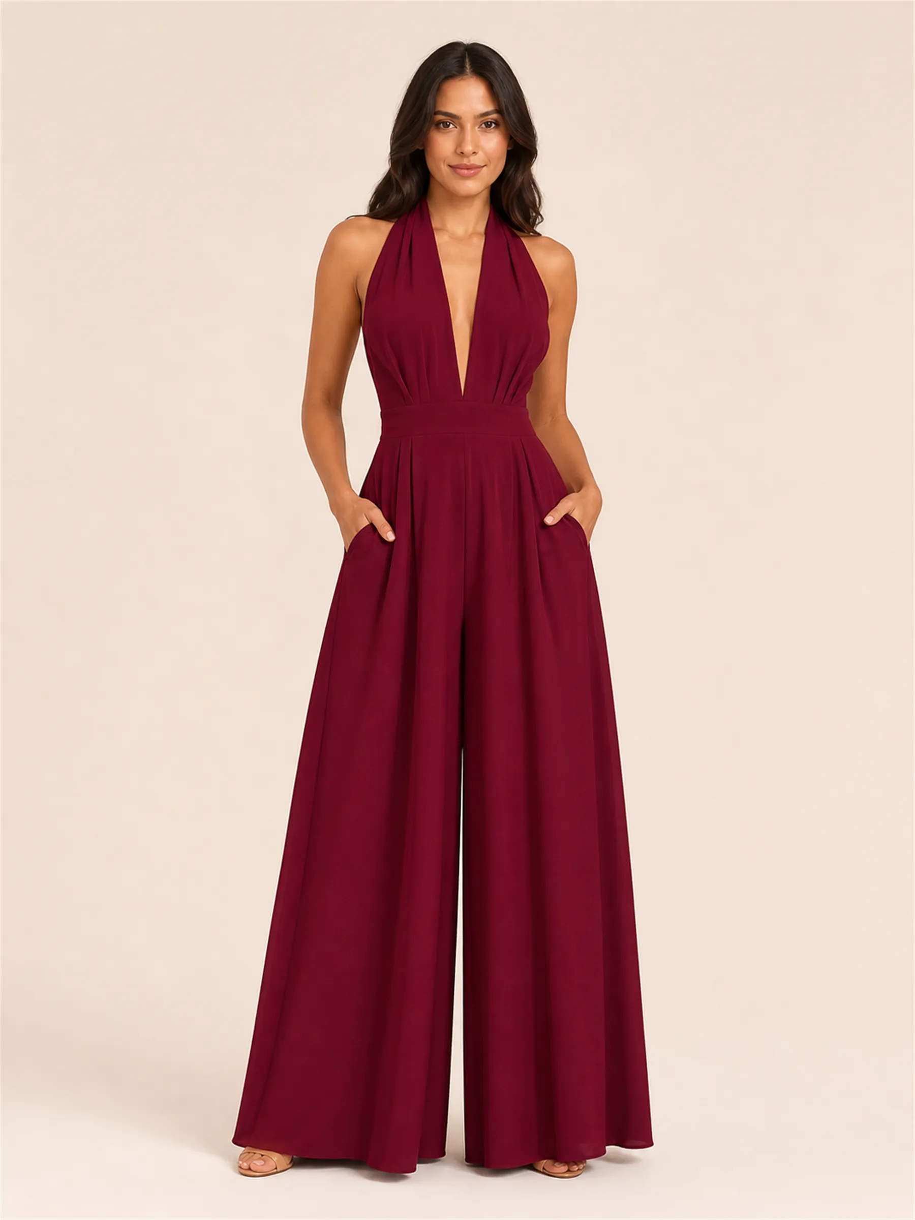 Serena Halter Wide-Leg Jumpsuit