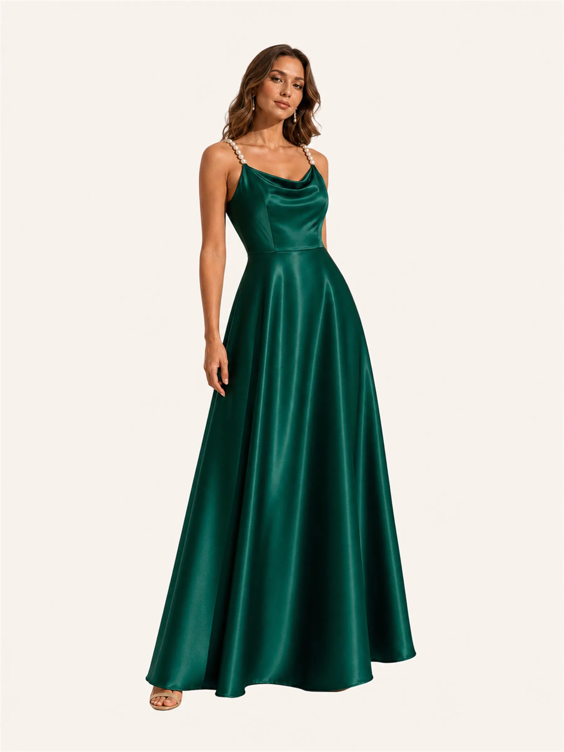 Mabel Pearl Strap Satin Maxi Dress
