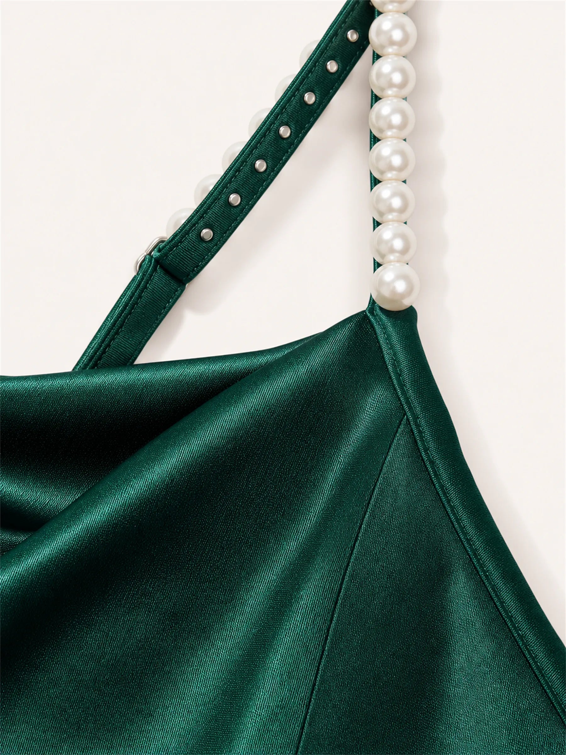 Mabel Pearl Strap Satin Maxi Dress