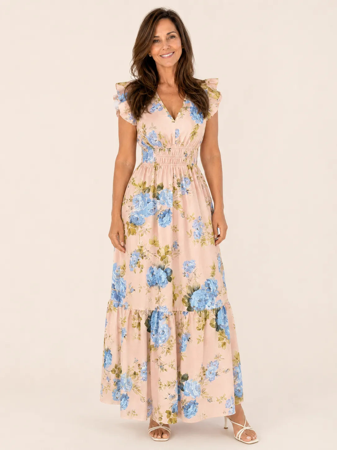 Elena Pink Stripe A-Line Dress