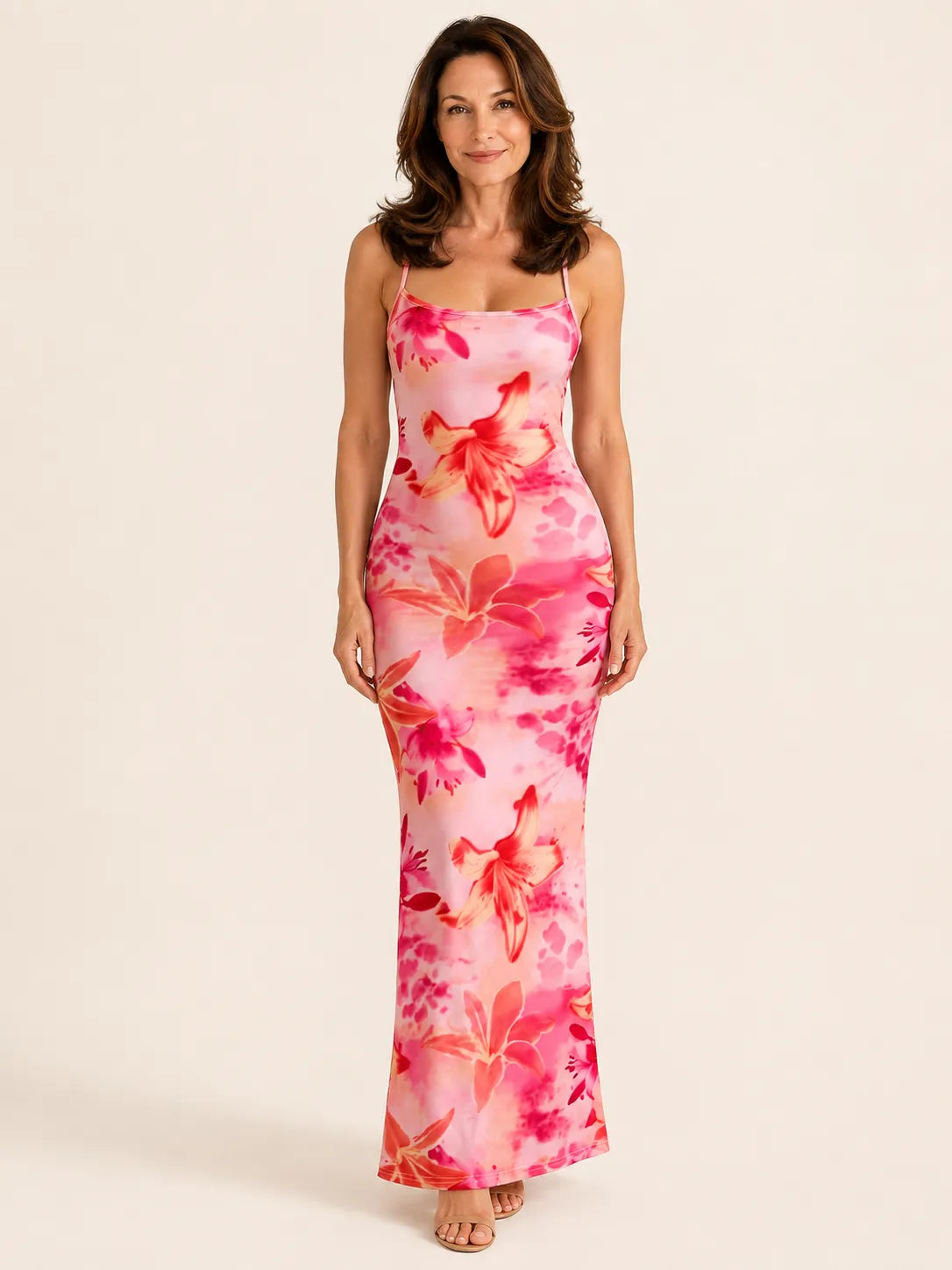 Purabrillo Poppy Floral Cowl Maxi Dress