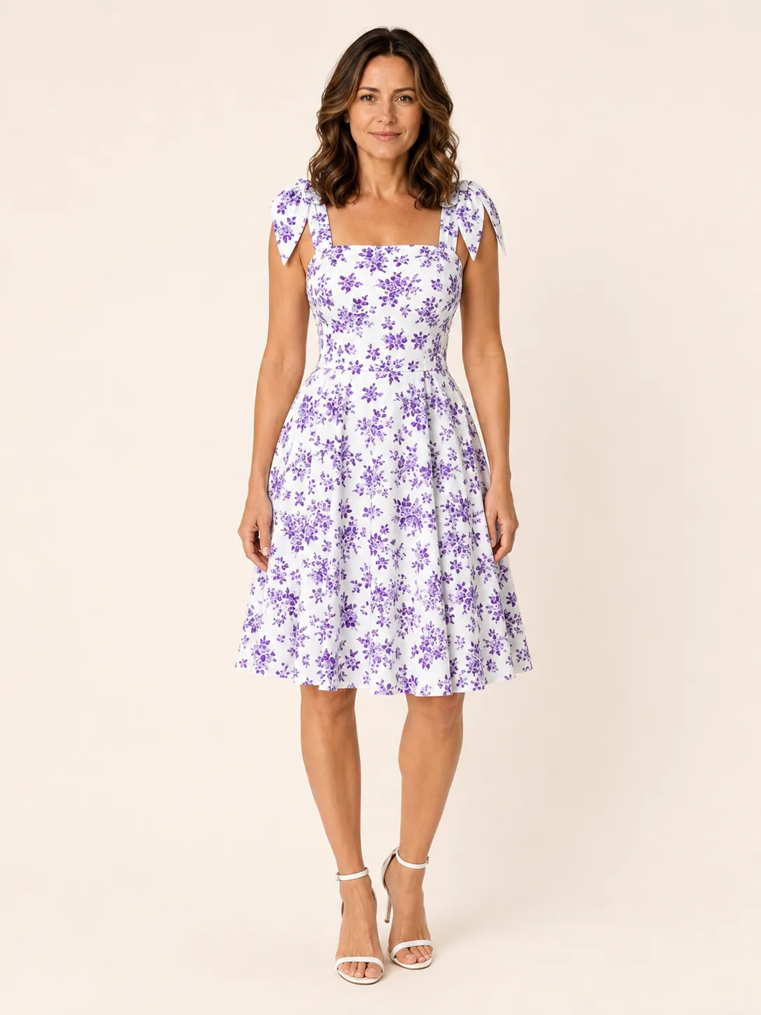 Elodie Purple Floral Tie-Shoulder Dress