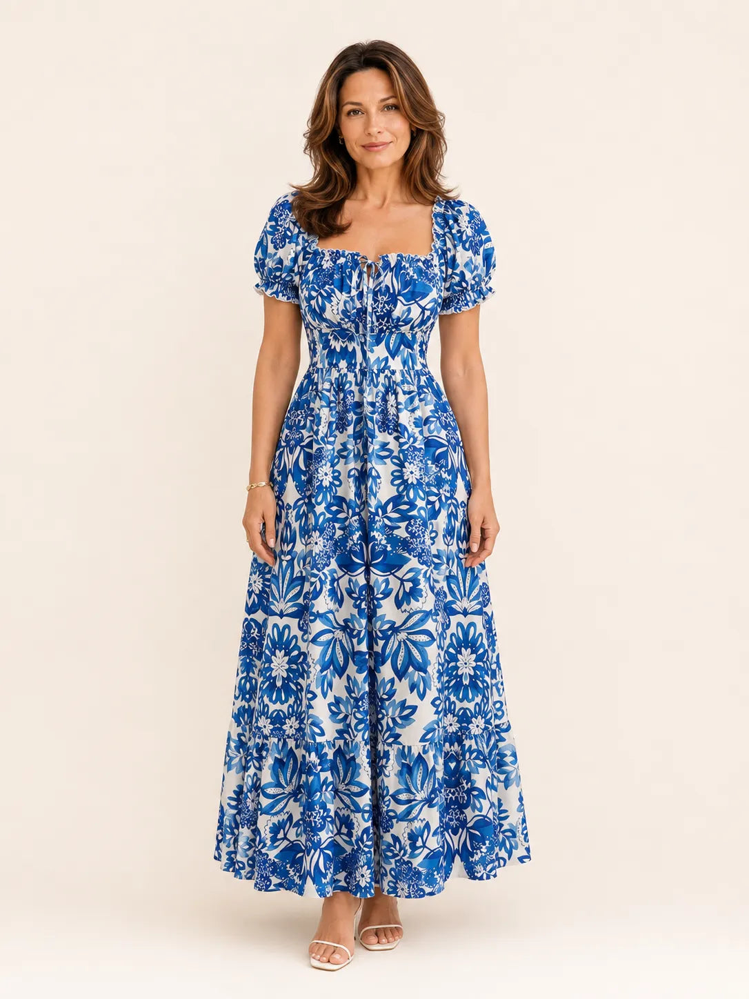 Celeste Blue Floral Midi Dress