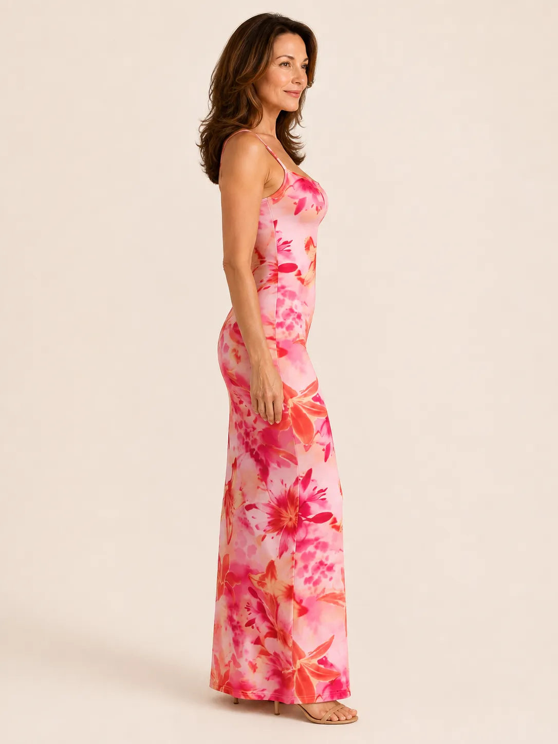Purabrillo Poppy Floral Cowl Maxi Dress