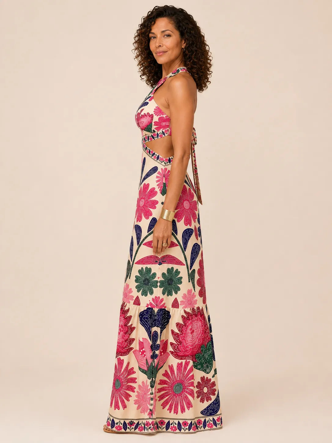 Amara Floral Halter Maxi Dress