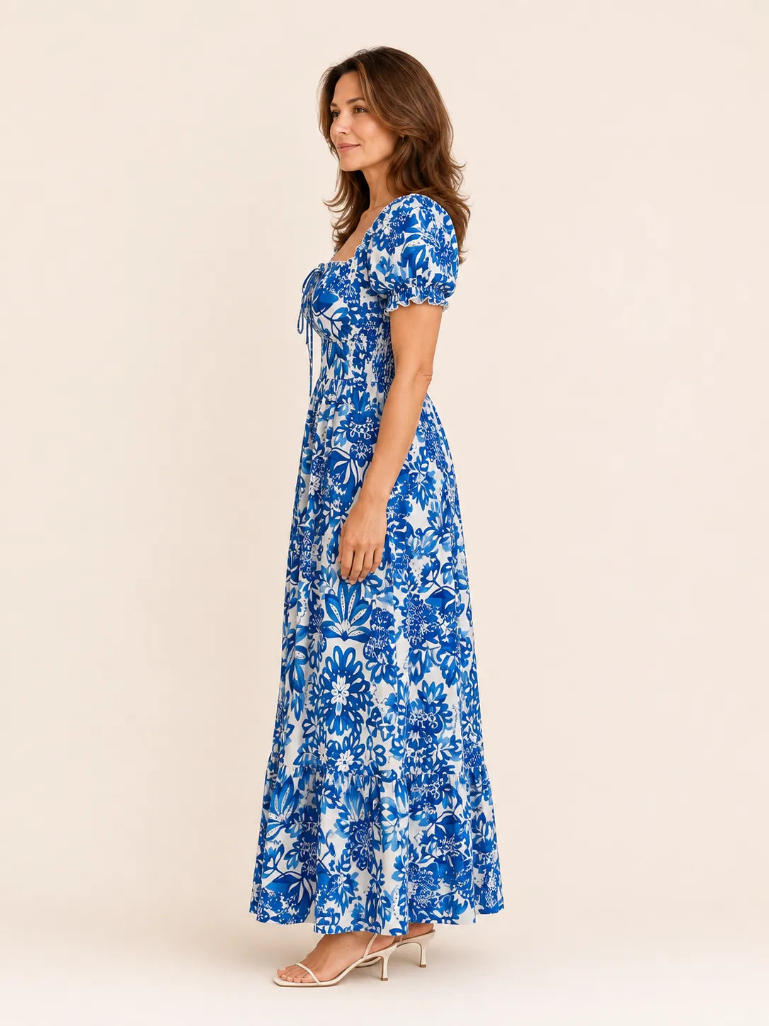 Celeste Blue Floral Midi Dress