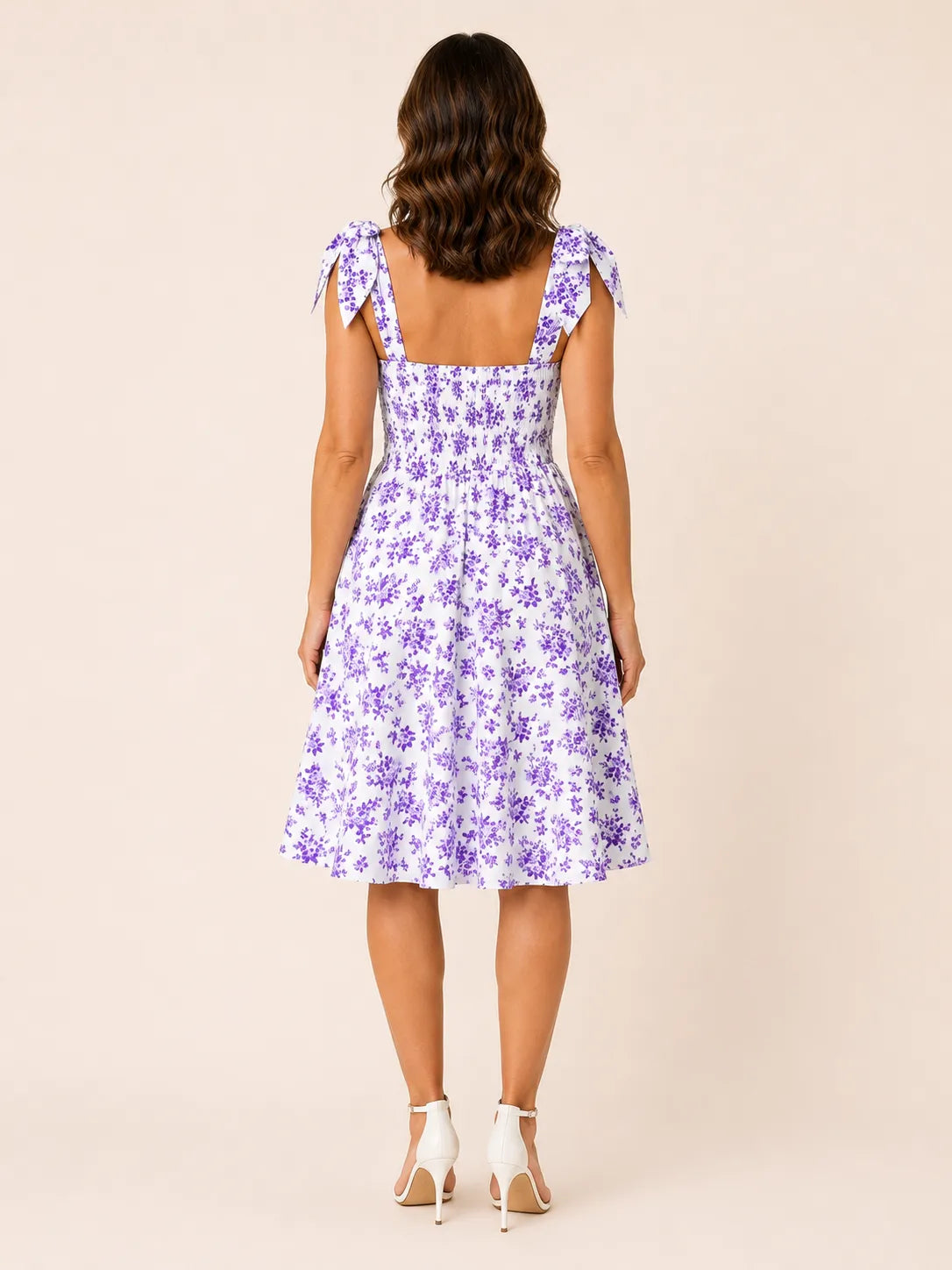 Elodie Purple Floral Tie-Shoulder Dress
