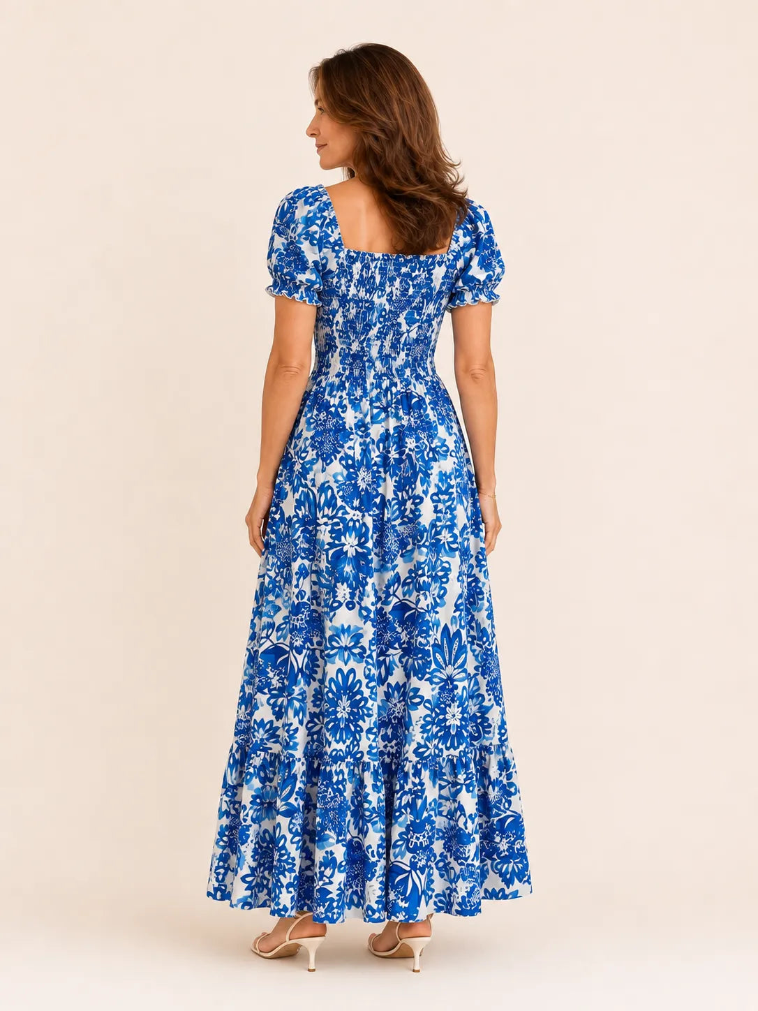 Celeste Blue Floral Midi Dress