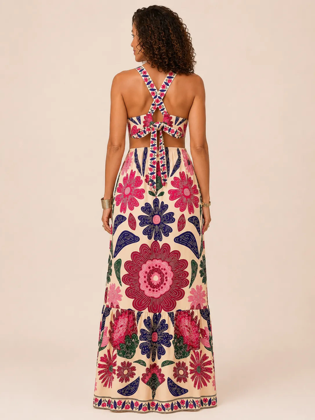 Amara Floral Halter Maxi Dress