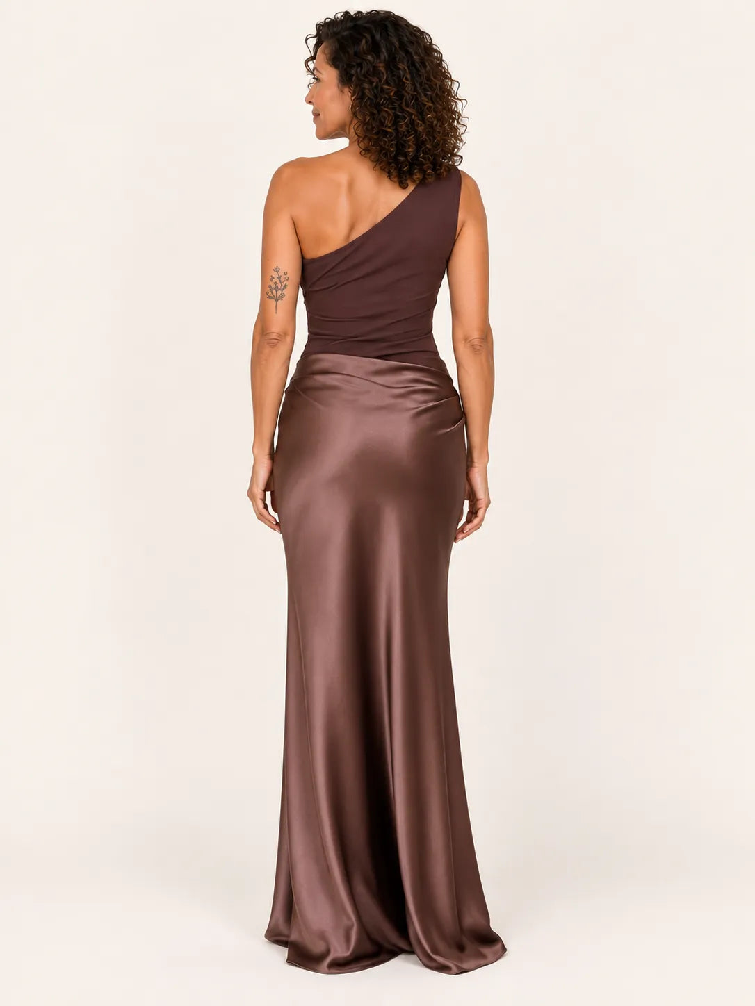 Aria One-Shoulder Satin Midi Dress