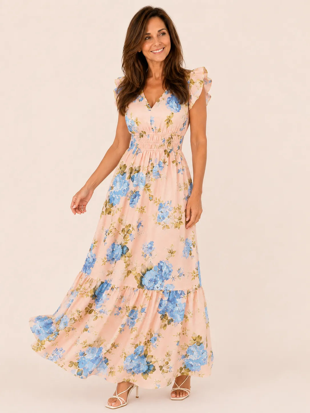 Elena Pink Stripe A-Line Dress