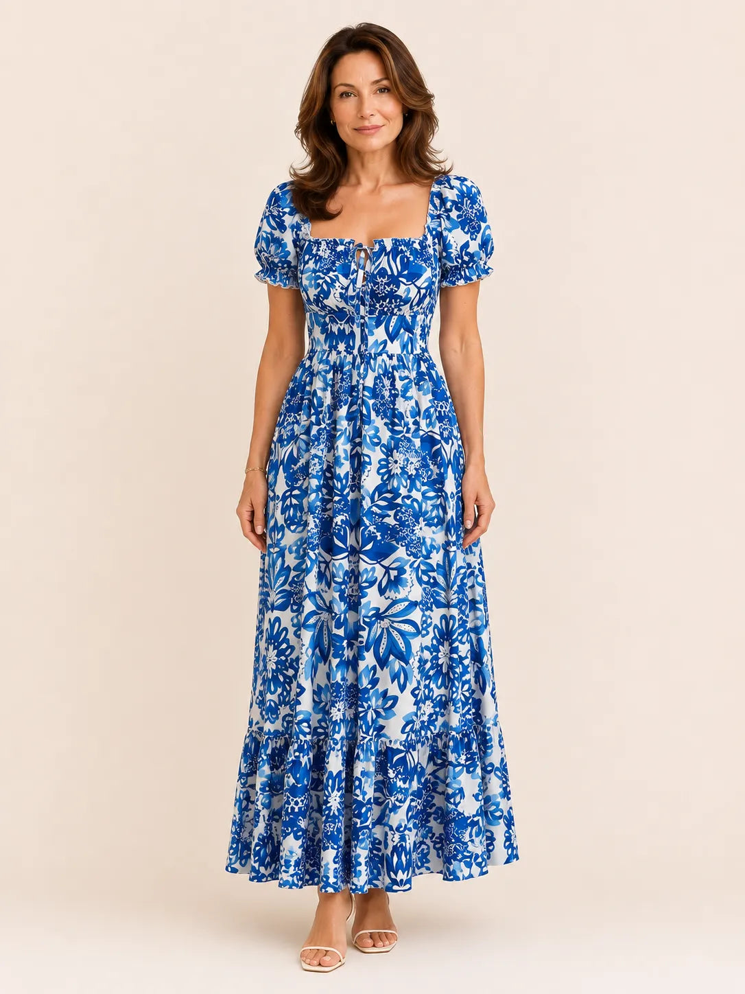 Celeste Blue Floral Midi Dress