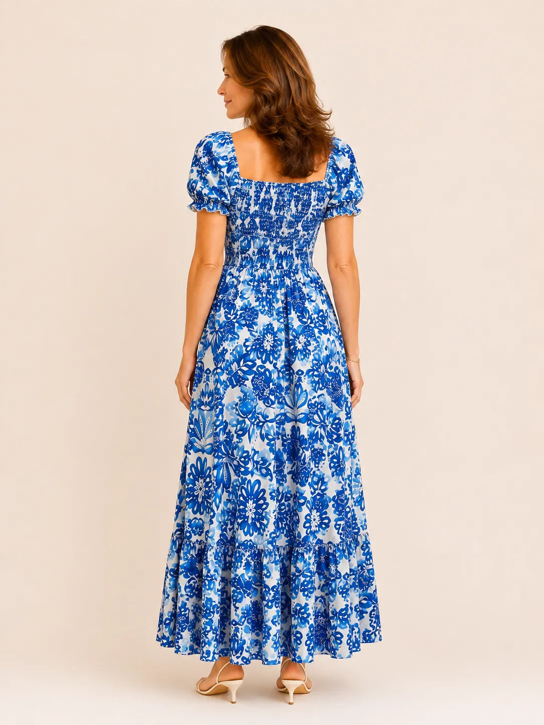 Celeste Blue Floral Midi Dress