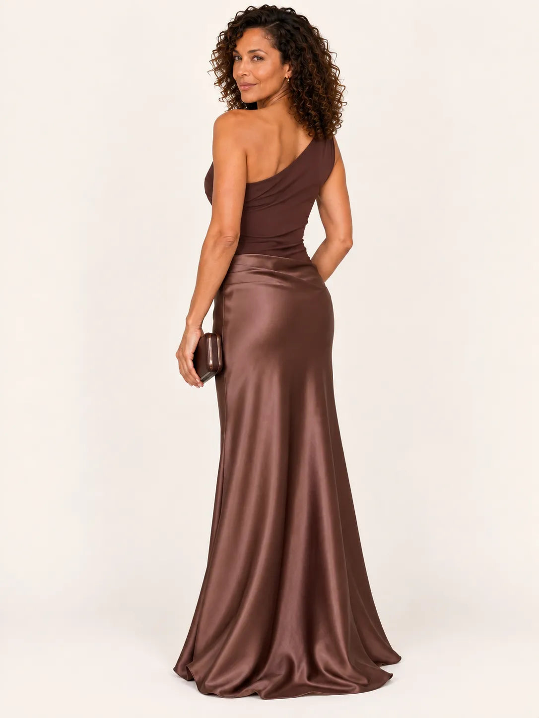Aria One-Shoulder Satin Midi Dress