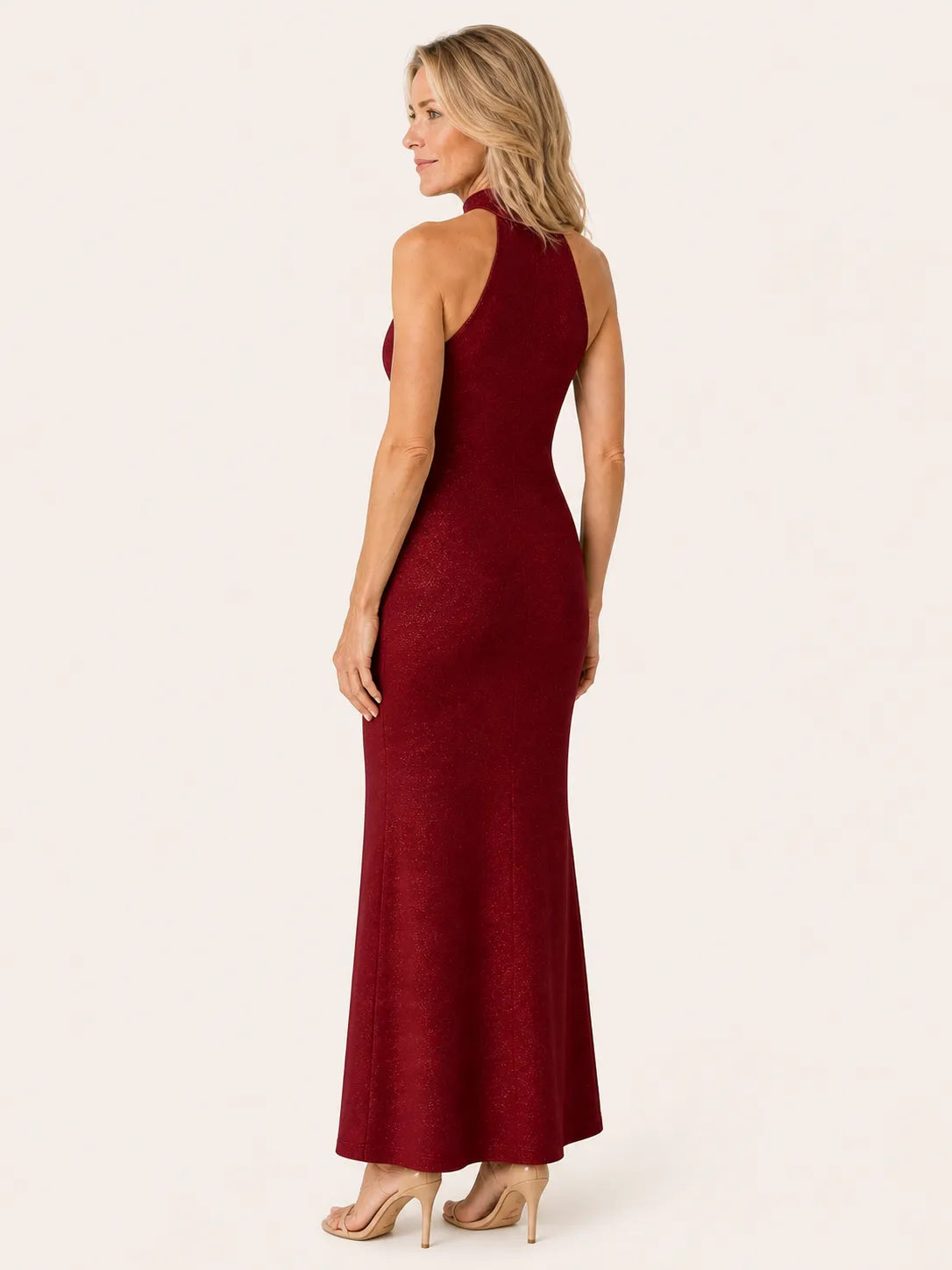 Purabrillo Isla Red Halter Maxi Dress