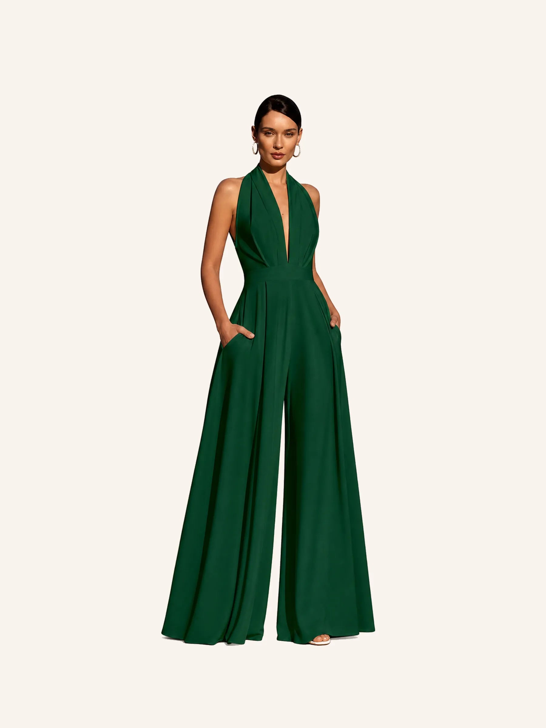 Celeste Halter Wide-Leg Jumpsuit