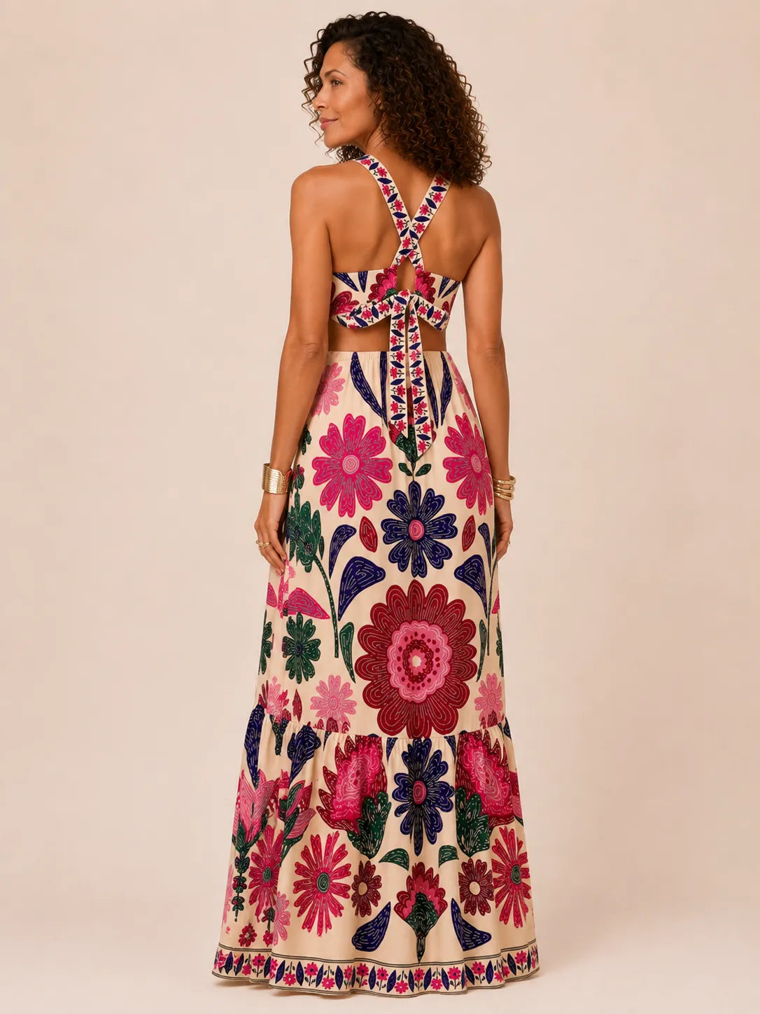 Amara Floral Halter Maxi Dress