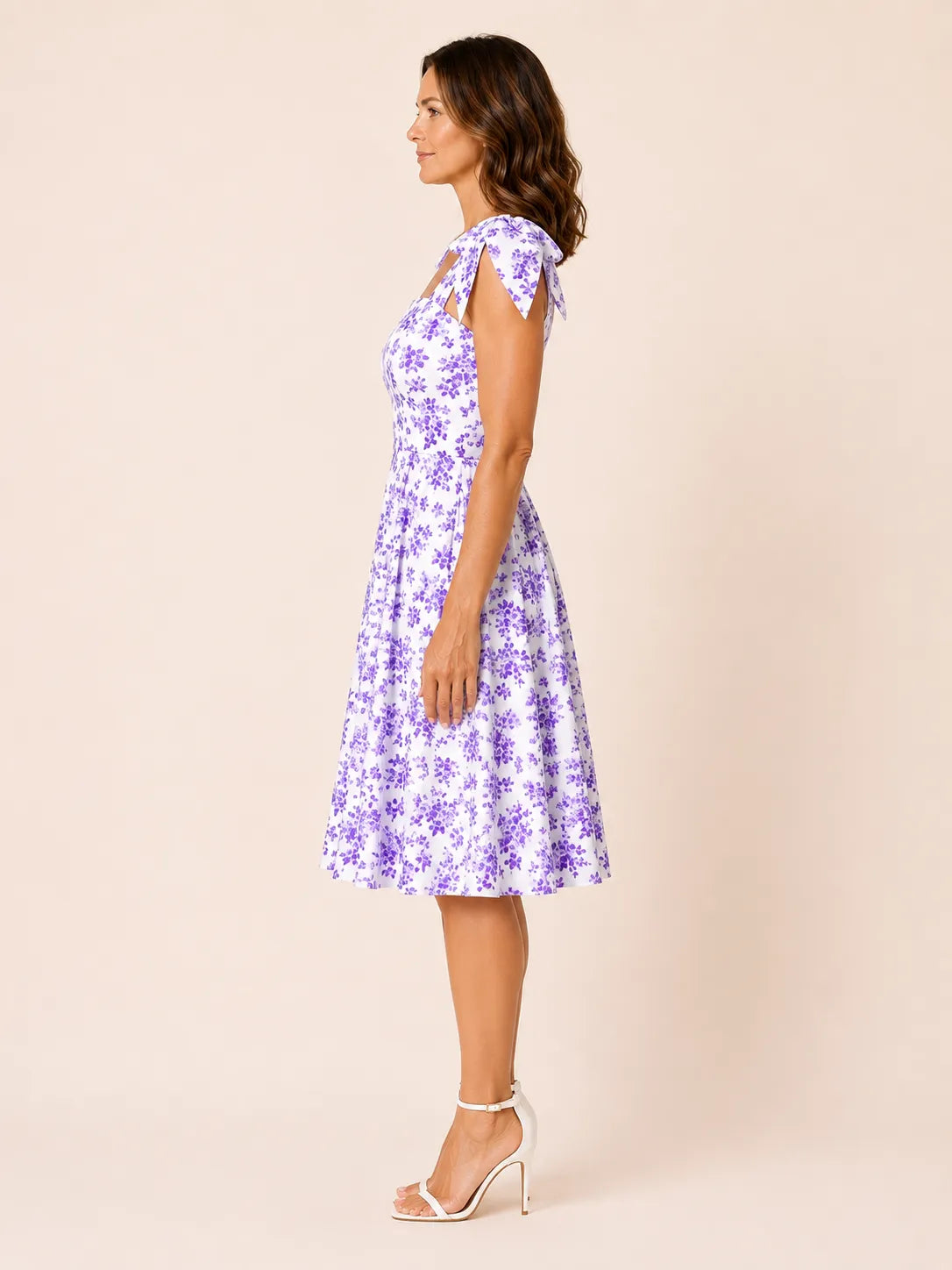 Elodie Purple Floral Tie-Shoulder Dress