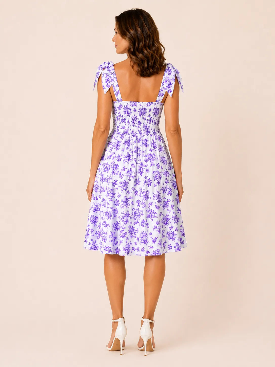 Elodie Purple Floral Tie-Shoulder Dress
