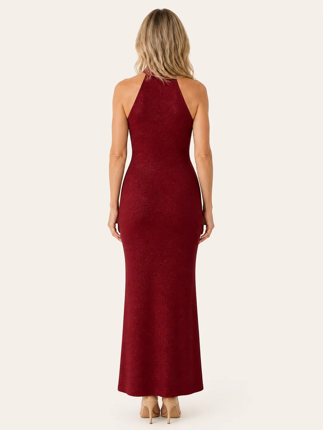 Purabrillo Isla Red Halter Maxi Dress