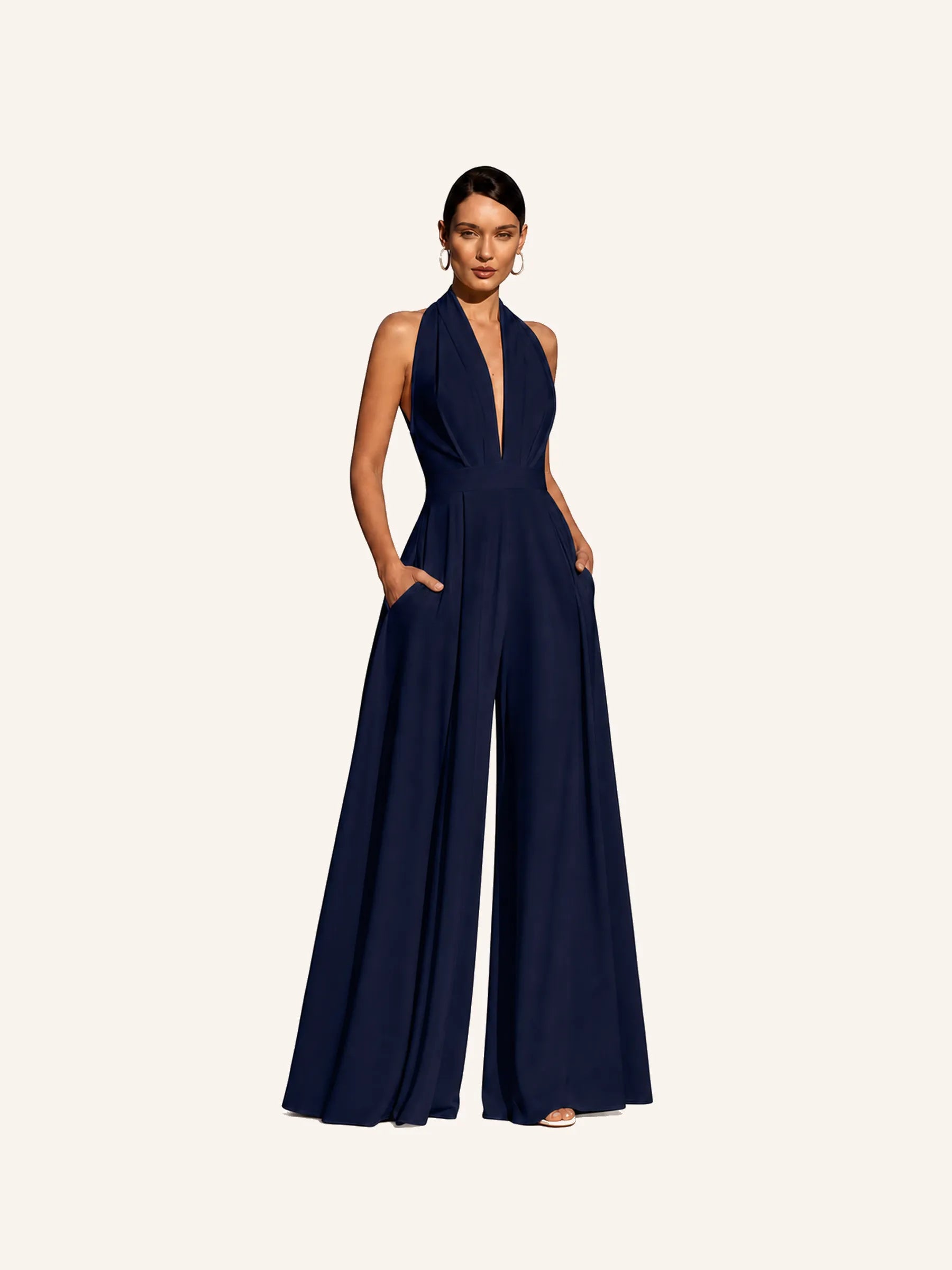 Celeste Halter Wide-Leg Jumpsuit