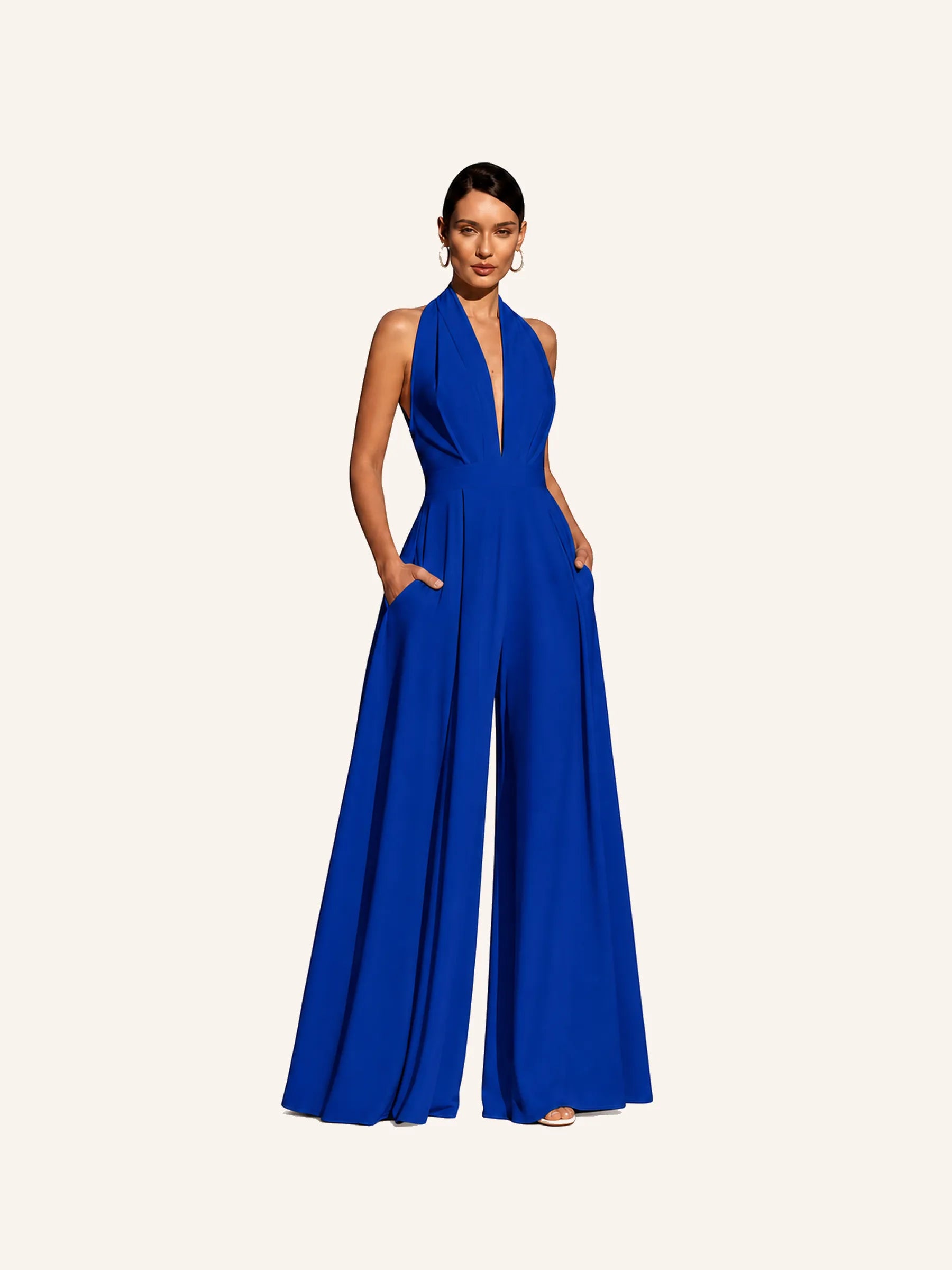 Celeste Halter Wide-Leg Jumpsuit