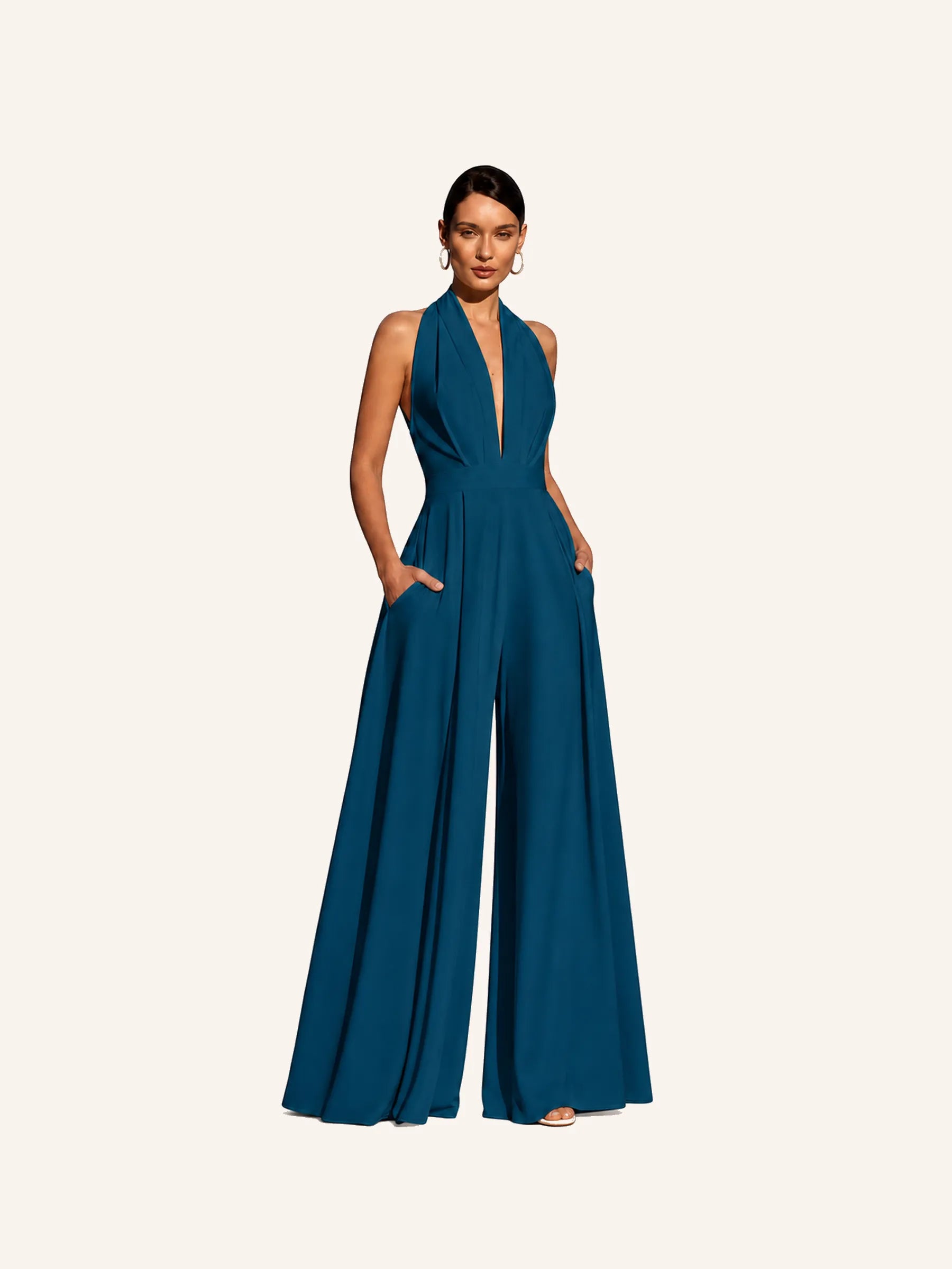 Celeste Halter Wide-Leg Jumpsuit