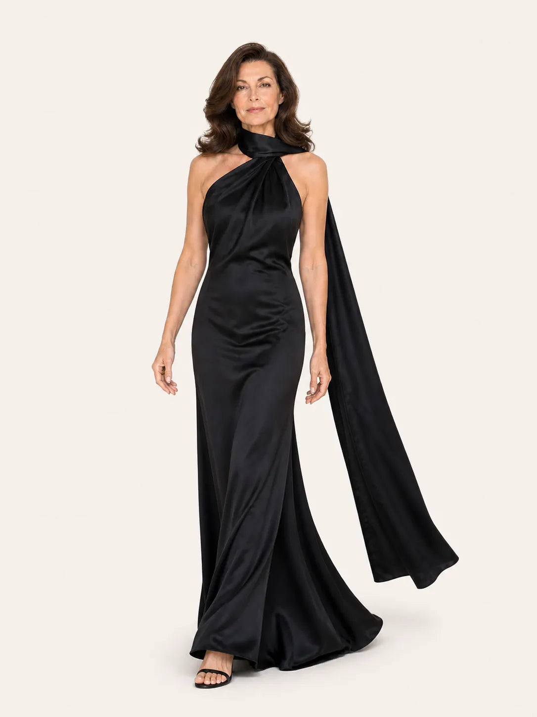 Purabrillo Mira Satin Halter Maxi Dress
