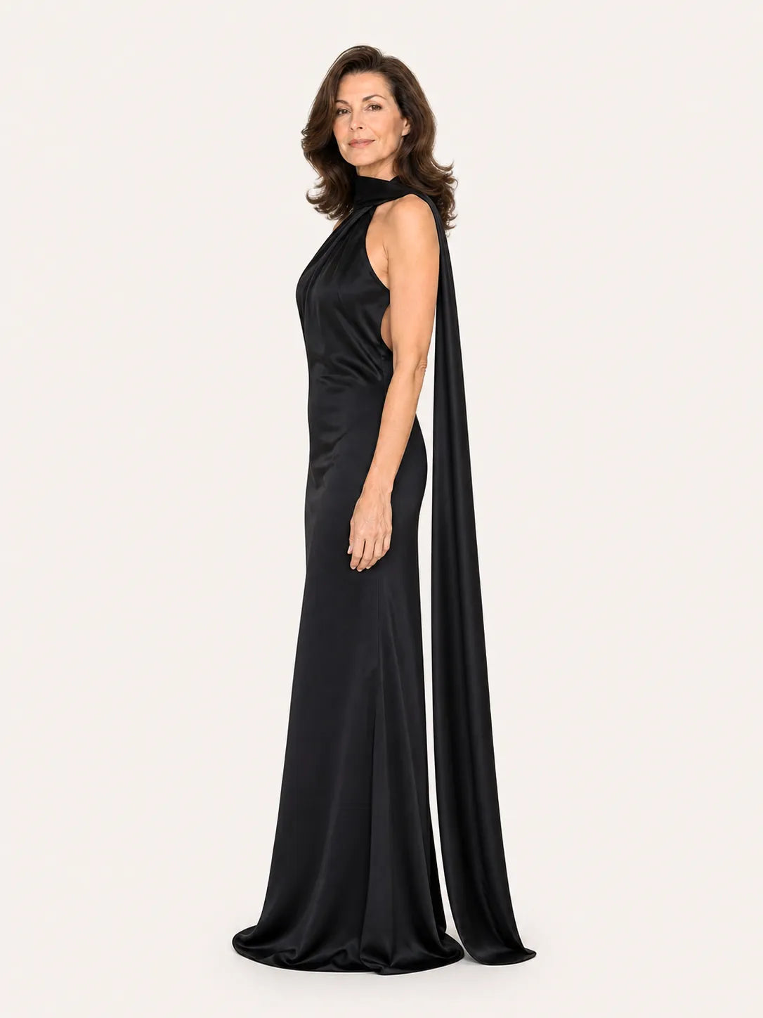 Purabrillo Mira Satin Halter Maxi Dress