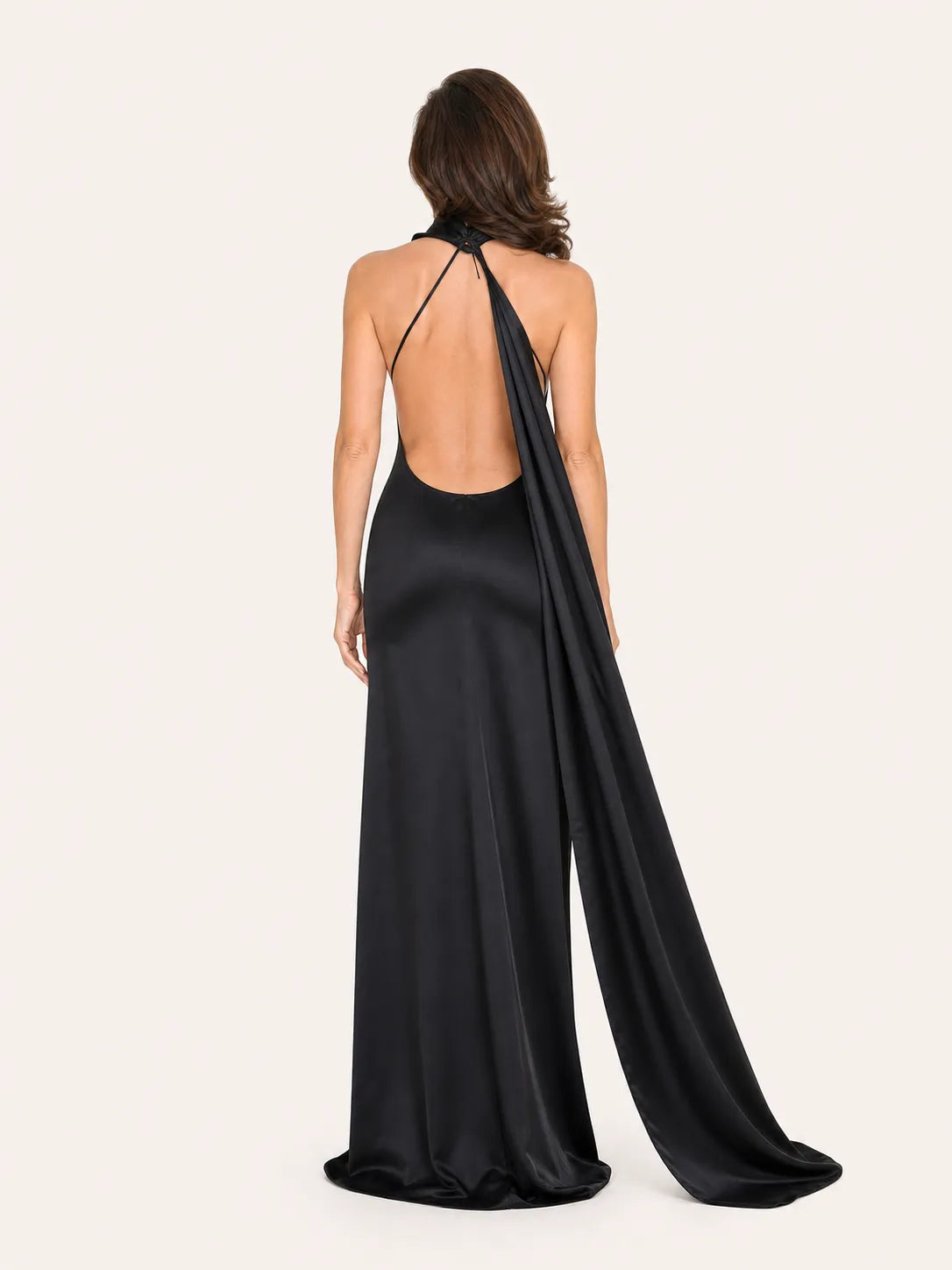 Purabrillo Mira Satin Halter Maxi Dress