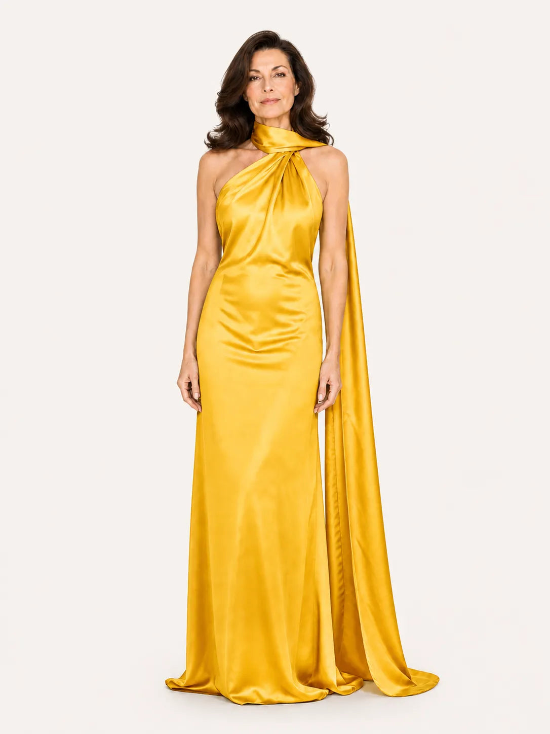 Purabrillo Mira Satin Halter Maxi Dress