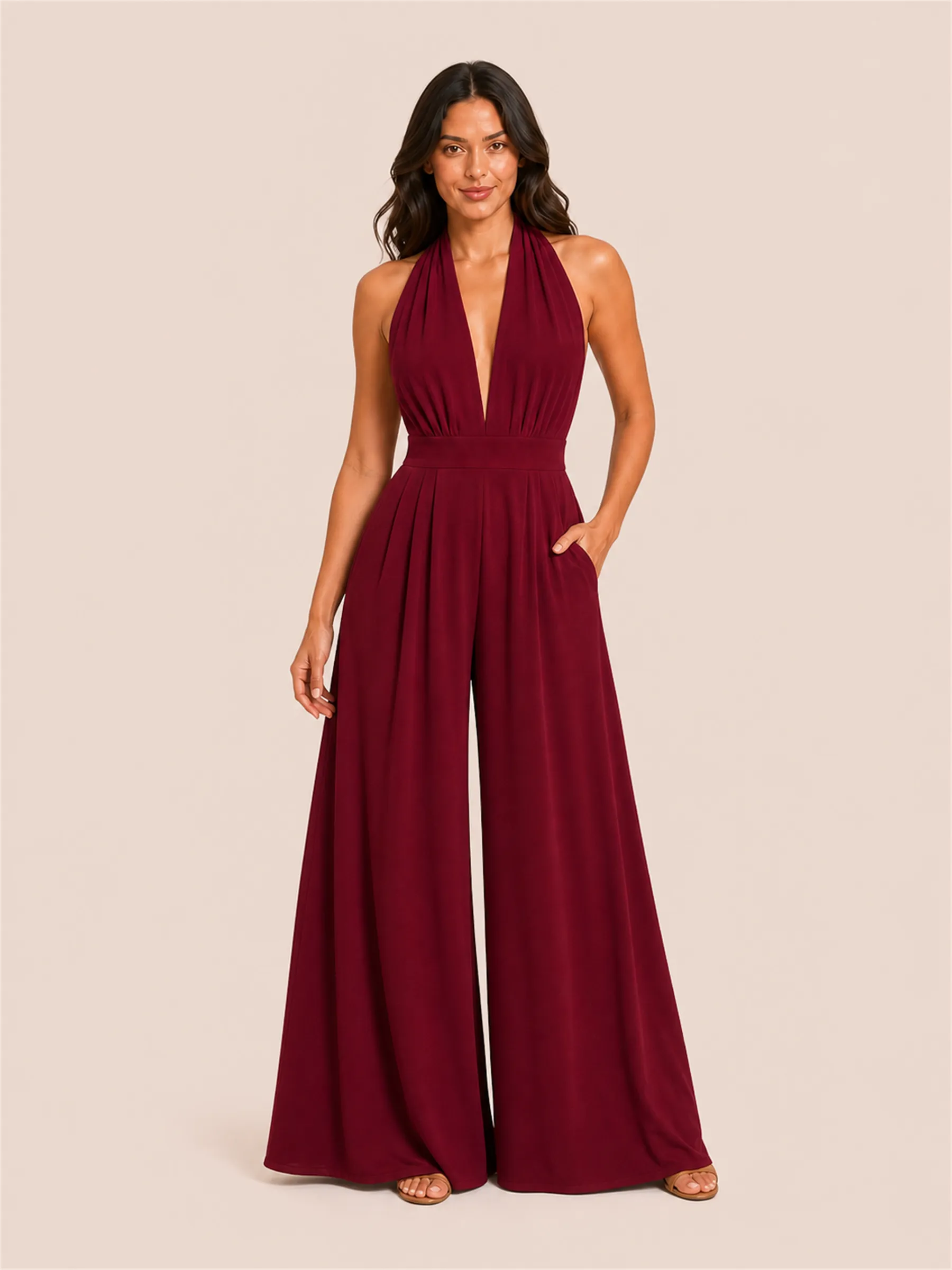 Serena Halter Wide-Leg Jumpsuit