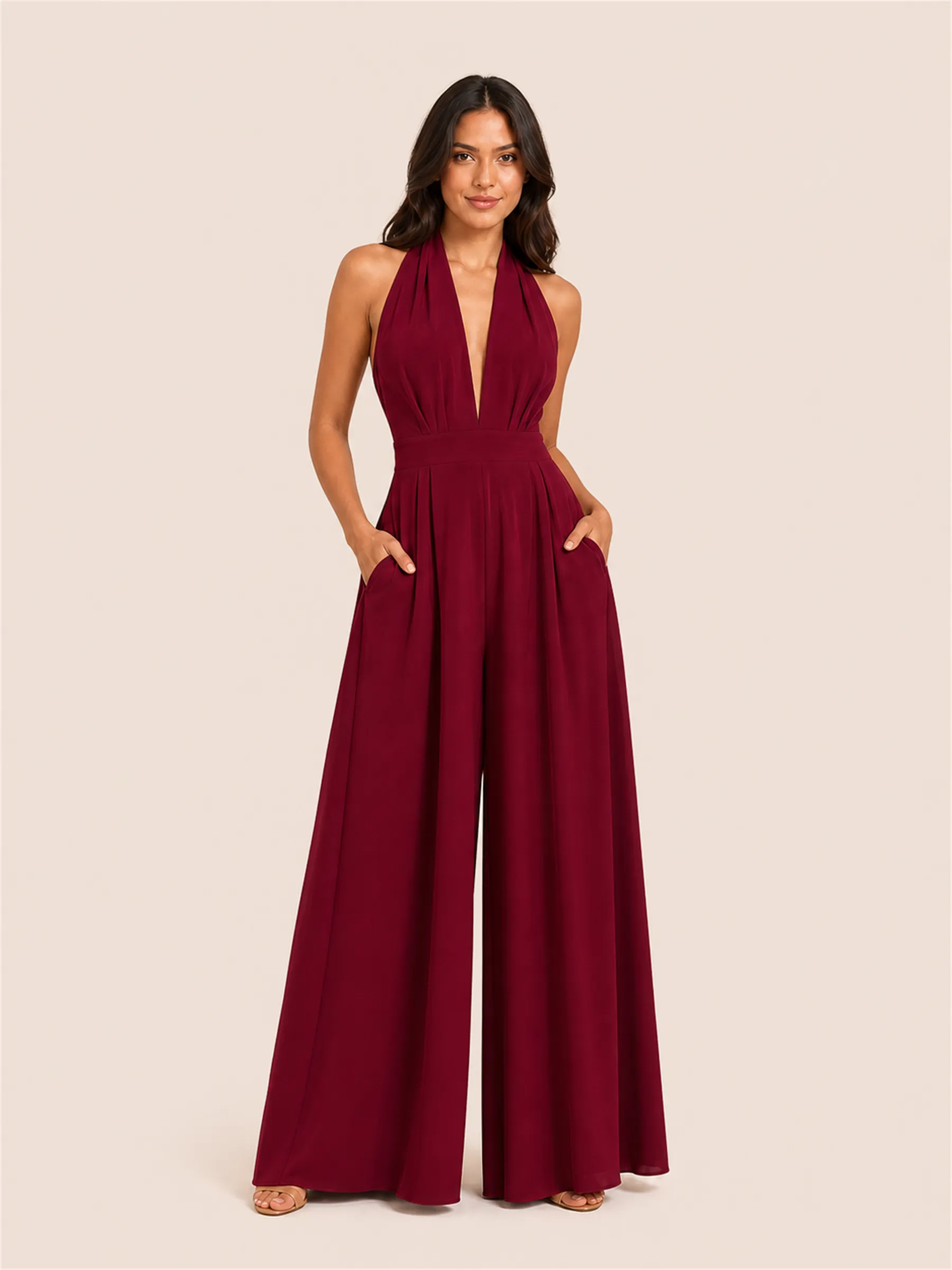 Serena Halter Wide-Leg Jumpsuit