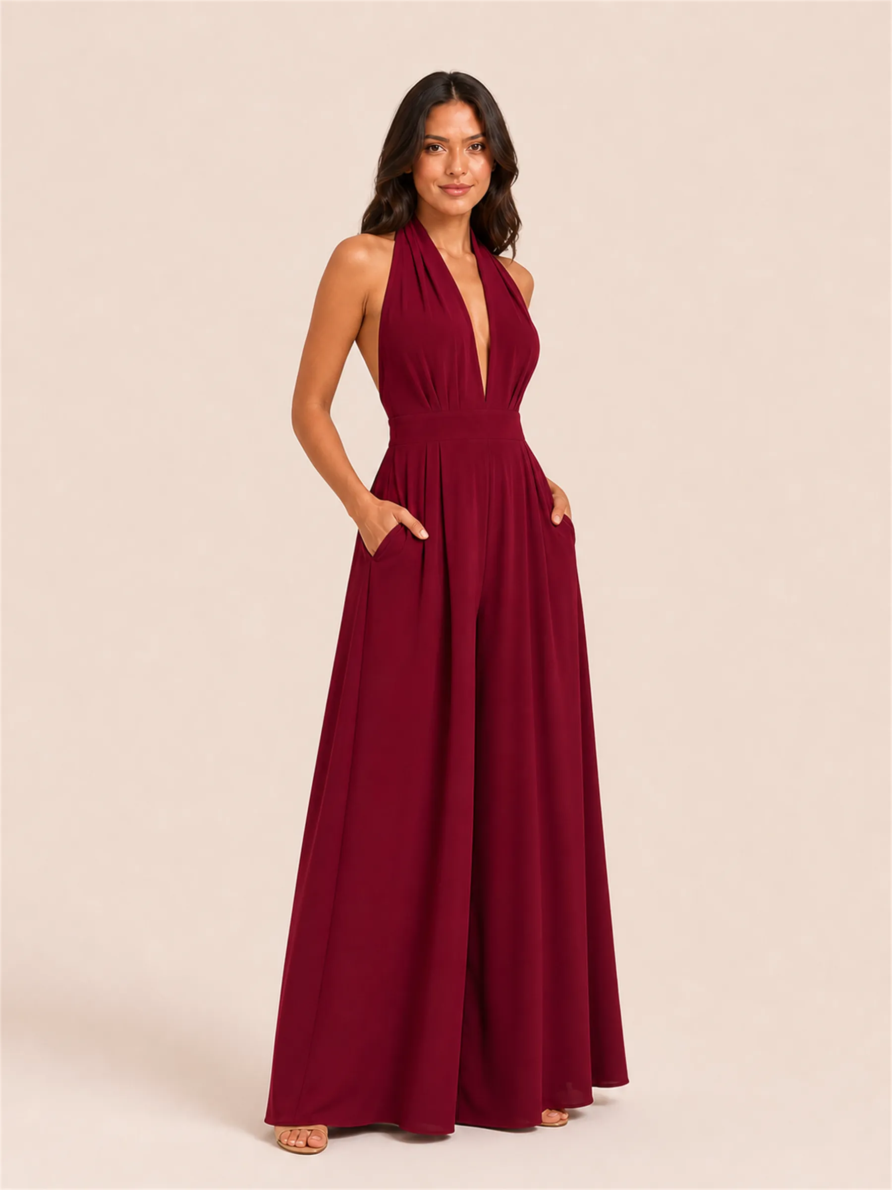 Serena Halter Wide-Leg Jumpsuit